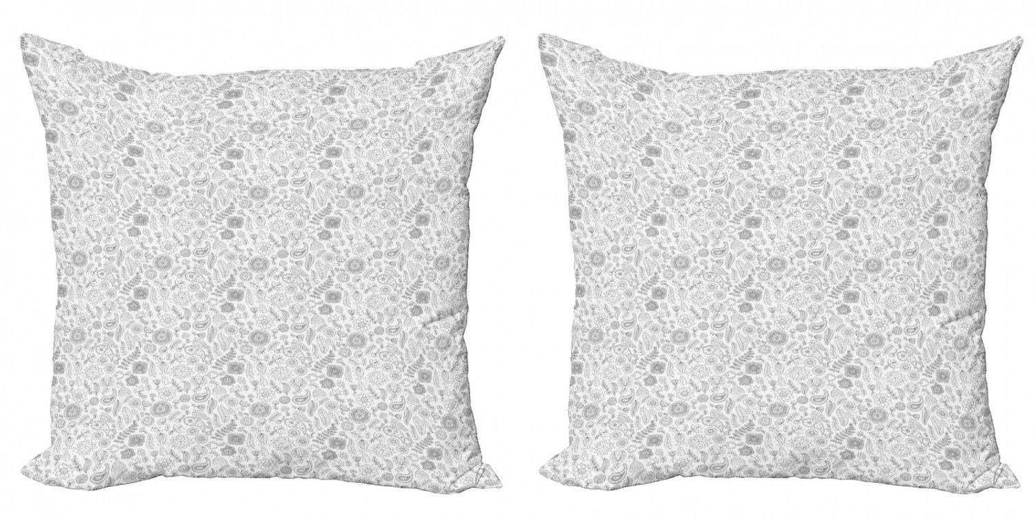 Kissenbezüge Modern Accent Doppelseitiger Digitaldruck, Abakuhaus (2 Stück), Schwarz und weiß Blumen Paisleys