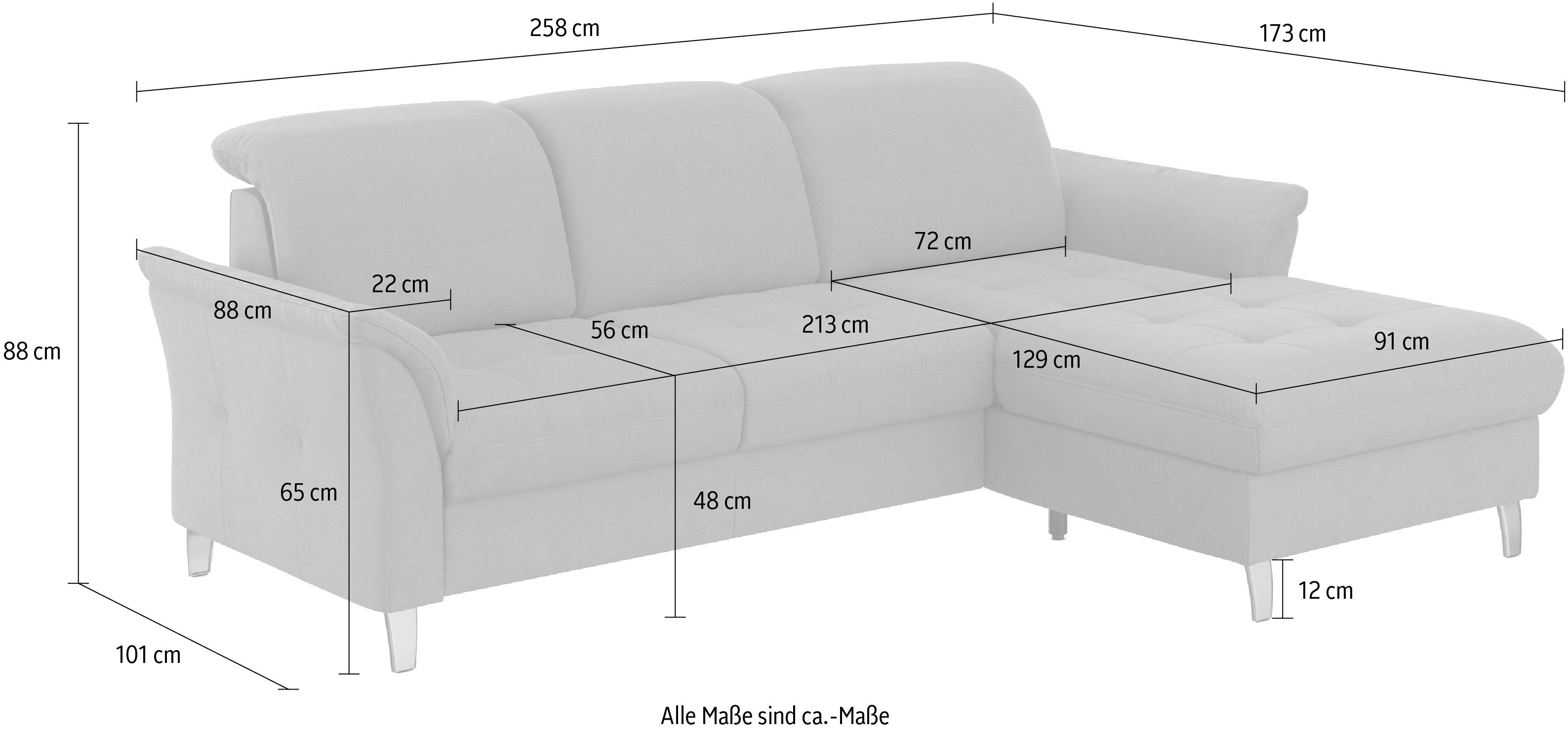 Bettfunktion Maggiore, Kopfteilverstellung, Ecksofa mit sit&more und Bettkasten wahlweise