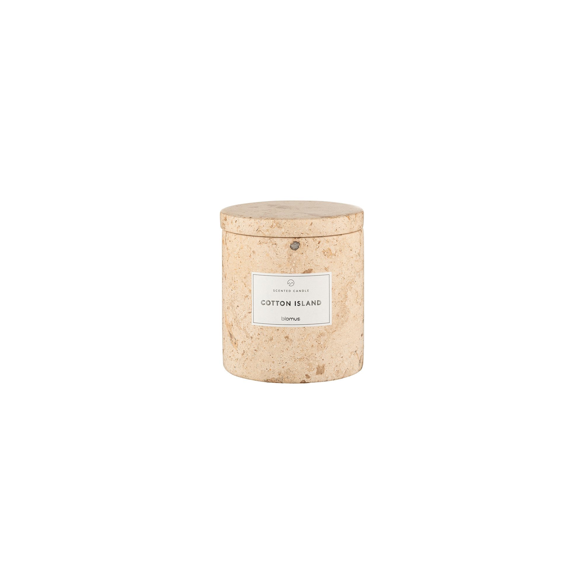blomus Duftkerze -FRABLI- Edler Kerzenduft: Luxuriöses Design & Exklusives Aroma, Qualität, Hochwertig, Nachhaltig, Sojawachs, Marmor, Travertin, 8cm, 10cm