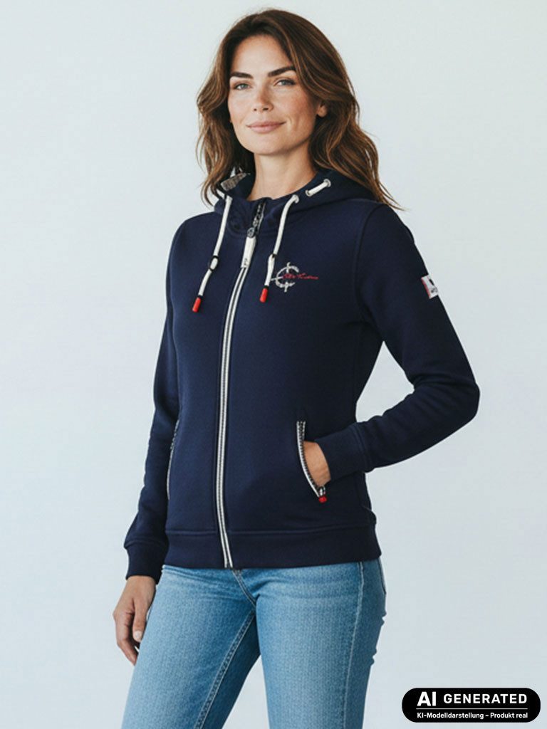 Dry Fashion Kapuzensweatjacke Juist Damen Sweatjacke Jacke mit Kapuze - Freizeitjacke Kapuzenjacke Verstellbare Kapuze, Frontreißverschluss, Reißverschluss-Seitentaschen