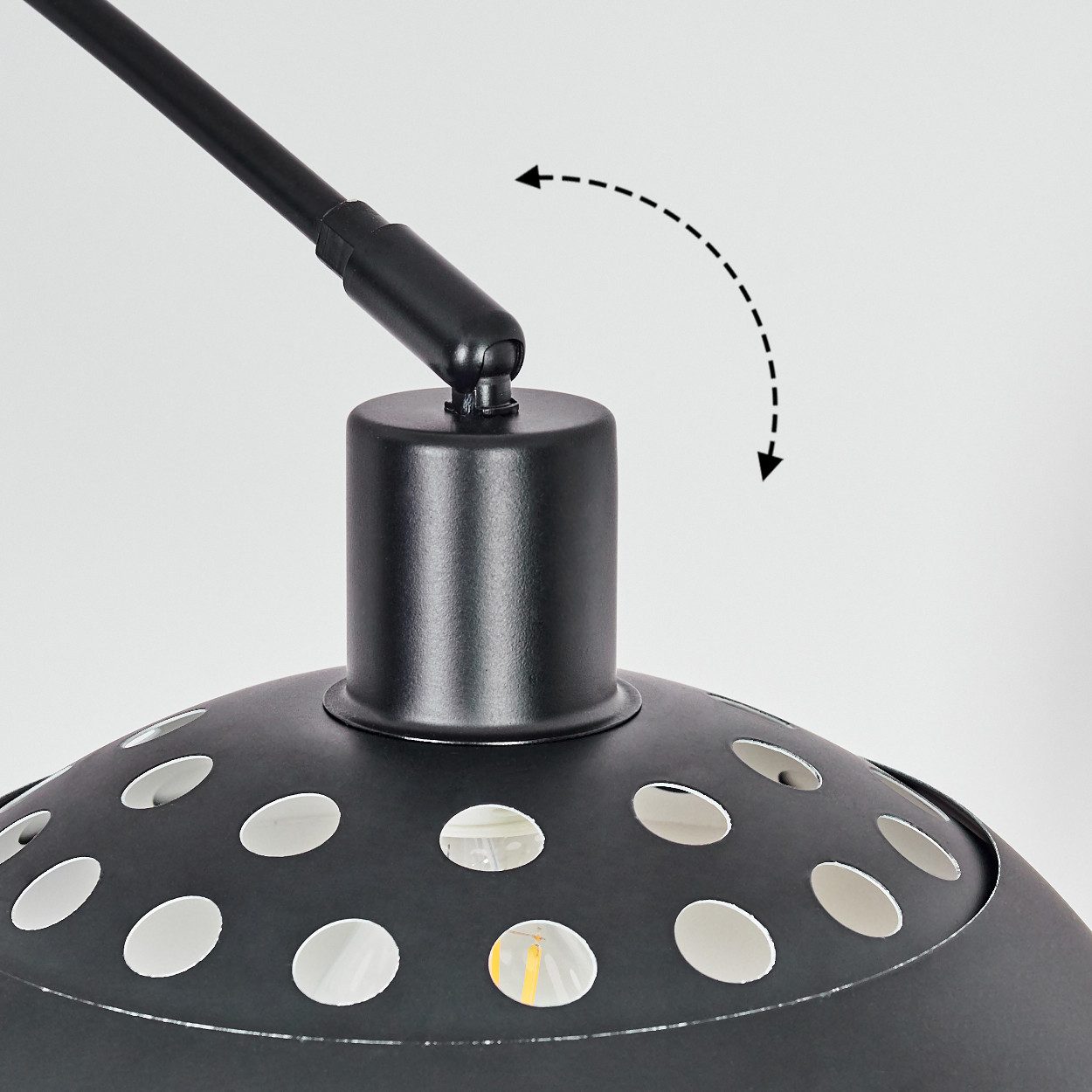 hofstein Bogenlampe Stehlampe aus Metall mit Marmorfuß in Schwarz/Weiß, ohne Leuchtmittel, verstellbar, im Retro/Vintage-Design / Fußschalter / Lichteffekt, E27