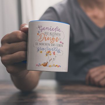 speecheese Tasse Gans Kaffeebecher in hellblau mit Spruch Kleine Dinge machen Leben