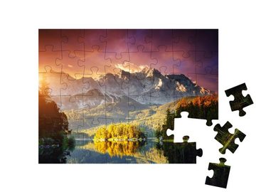 puzzleYOU Puzzle Eibsee im Morgenlicht, Bayerische Alpen, 48 Puzzleteile, puzzleYOU-Kollektionen Landschaft