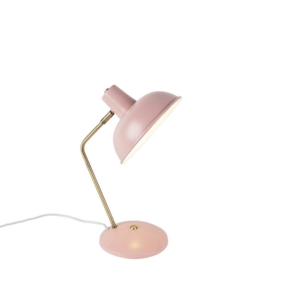 Qazqa Tischleuchte Milou, ohne Leuchtmittel, E14, Rosa, Modern, Stahl, 1-flammig