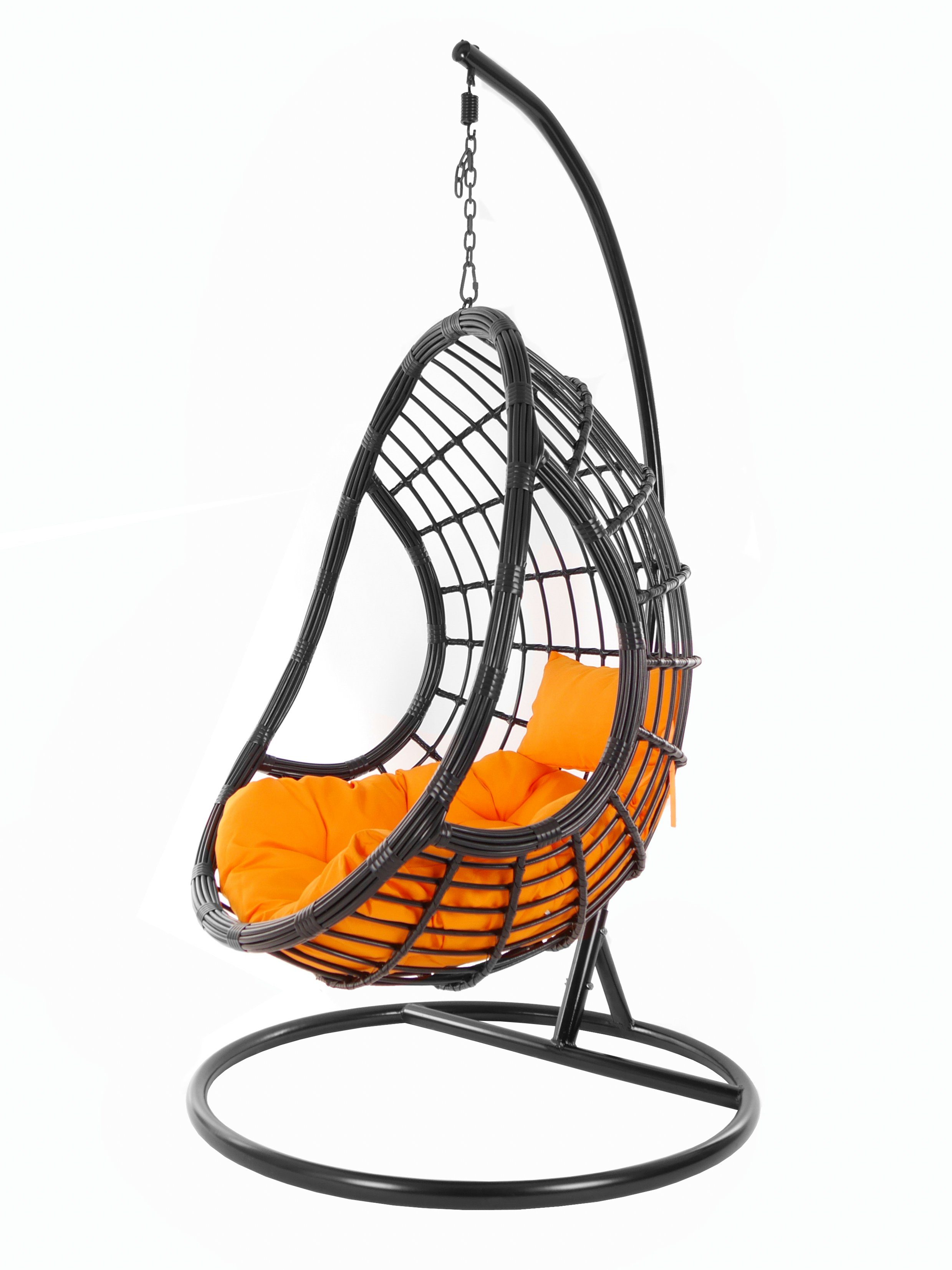 KIDEO Hängesessel PALMANOVA black, Swing Chair, Kissen, edles Loungemöbel, Design Gestell tangerine) schwarz, orange Hängesessel Schwebesessel, und (3030 mit