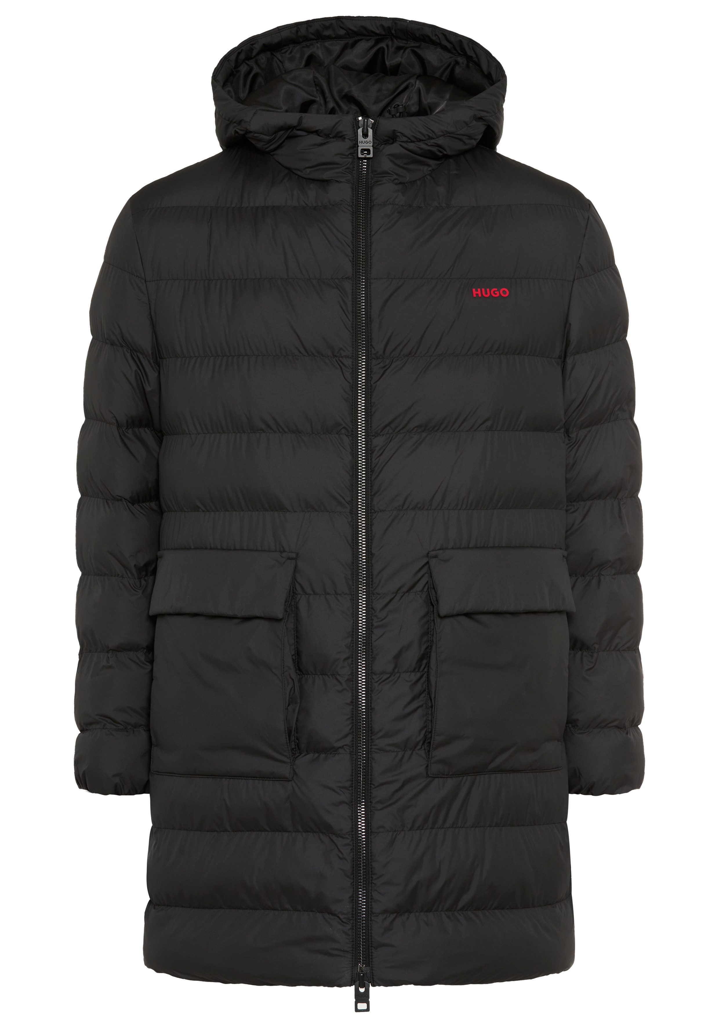 HUGO Steppmantel Matia mit Kapuze, Regular Fit, Logoschriftzug