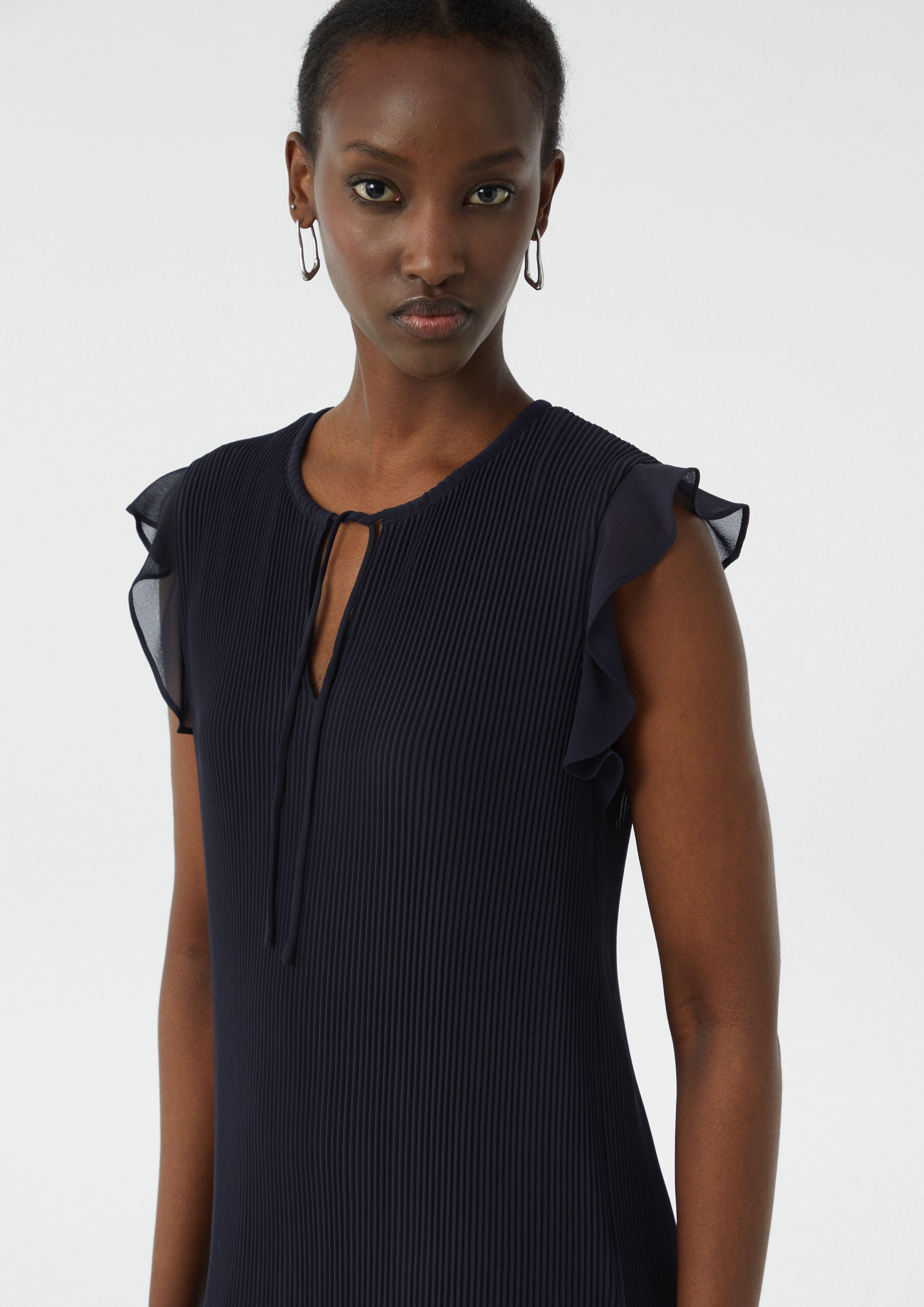 Comma Minikleid Kurzes Plissee-Kleid mit Bindedetail günstig online kaufen