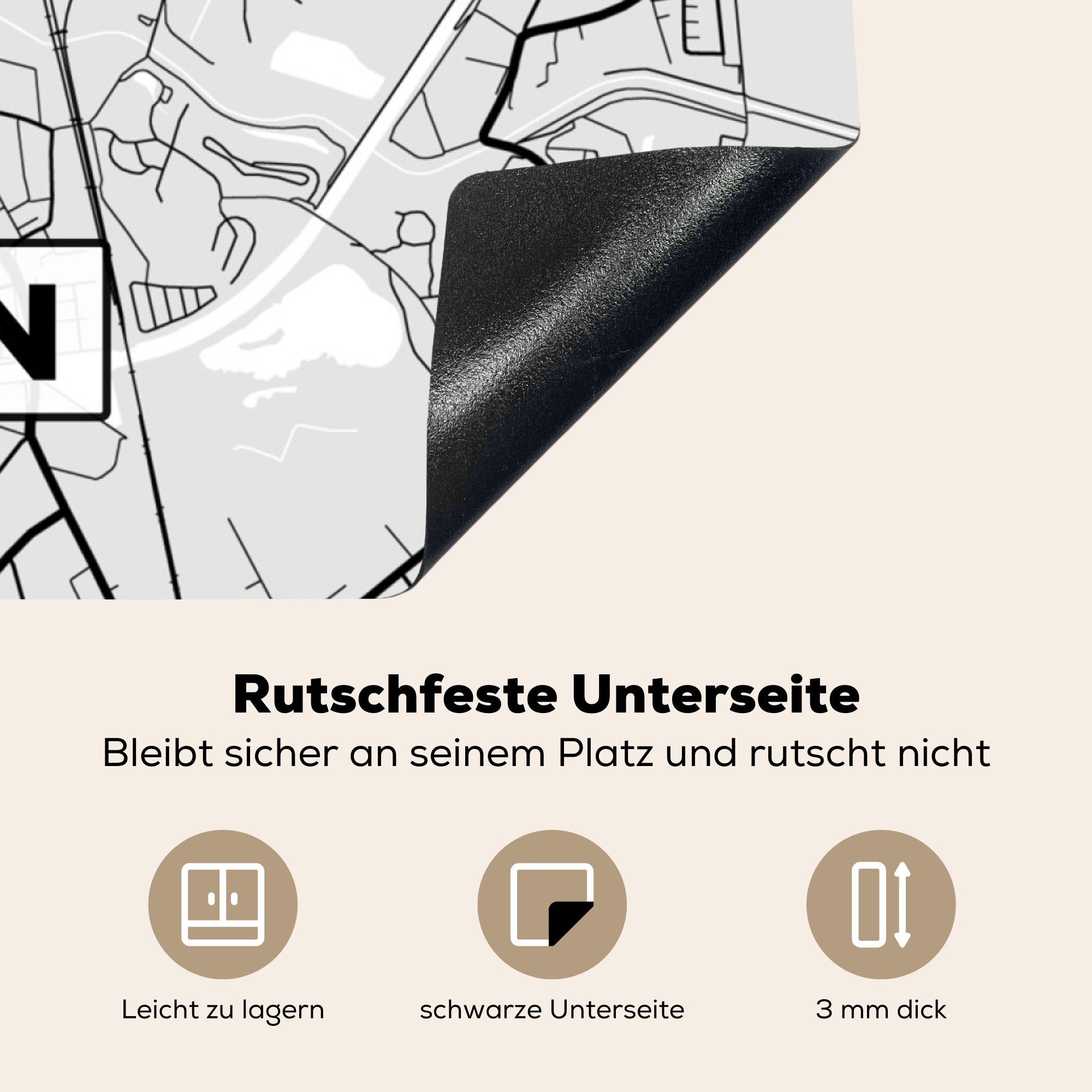 MuchoWow Herdblende-/Abdeckplatte Lünen 78x78 küche Karte, tlg), - (1 Arbeitsplatte - Vinyl, cm, Ceranfeldabdeckung, für Deutschland - Stadtplan Karte 