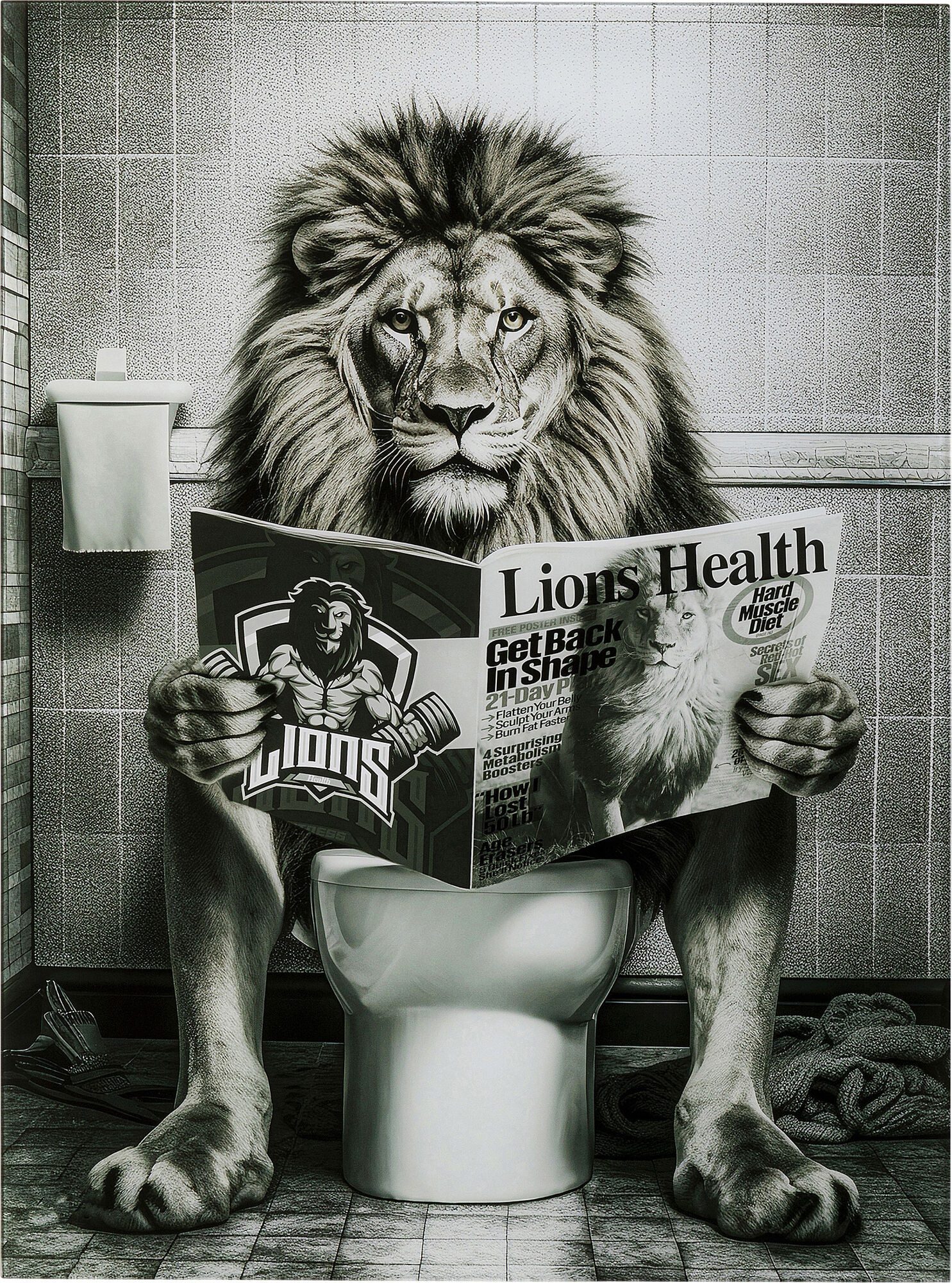 Kare Design Glasbild Bath Lion, Löwe, günstig online kaufen