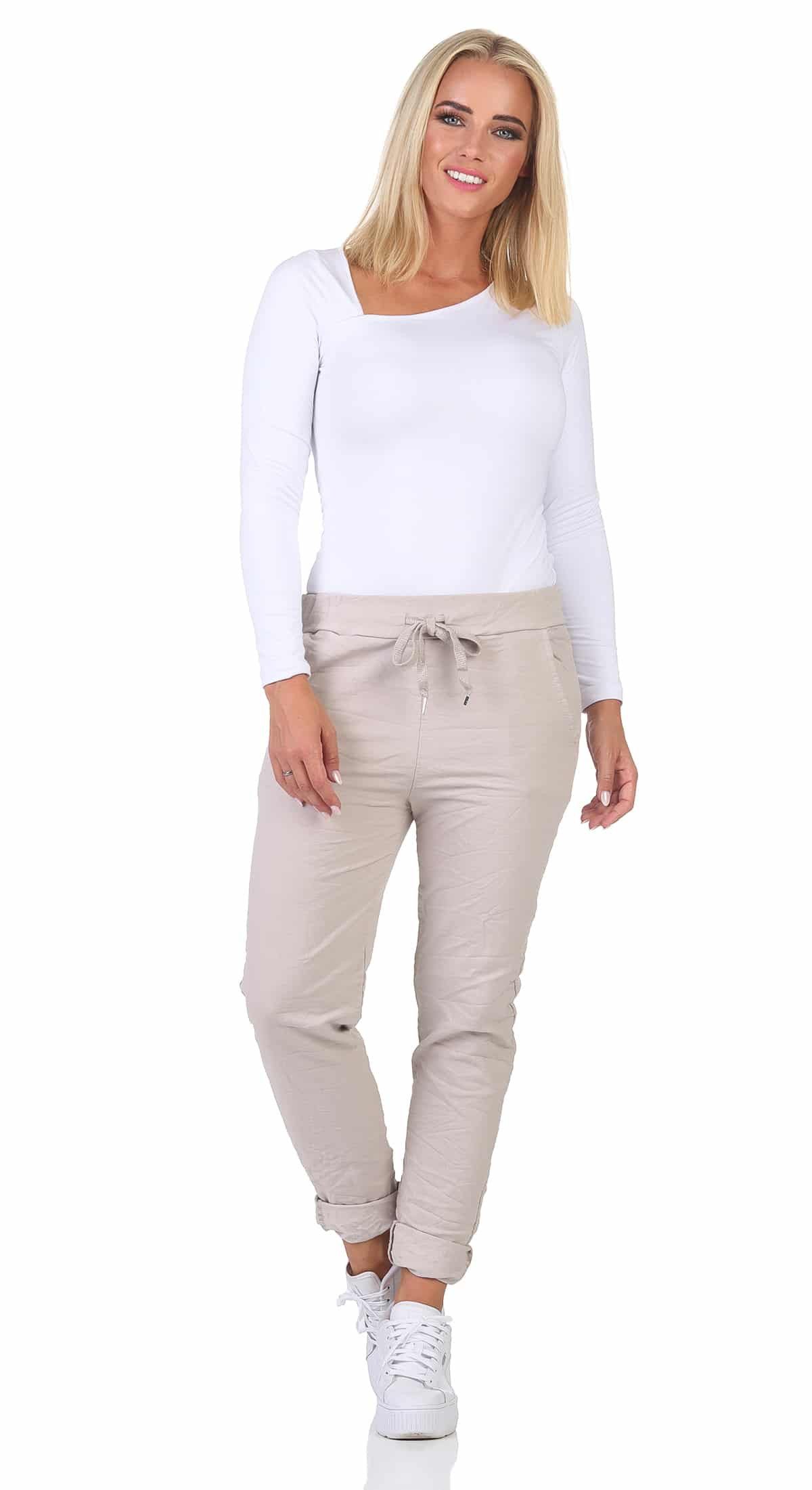 OriginalYou Schlupfhose Damen Freizeithose Winter Cotton mit Stretch bequeme Chino Hose Gummibund & Kordelzug, unifarben – Bild 5 von 5
