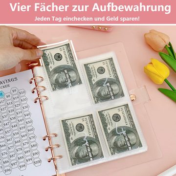 GelldG Briefumschlag Briefumschläge, Geldspar-Ordner mit laminiertem Tracker-Blatt, Taschen