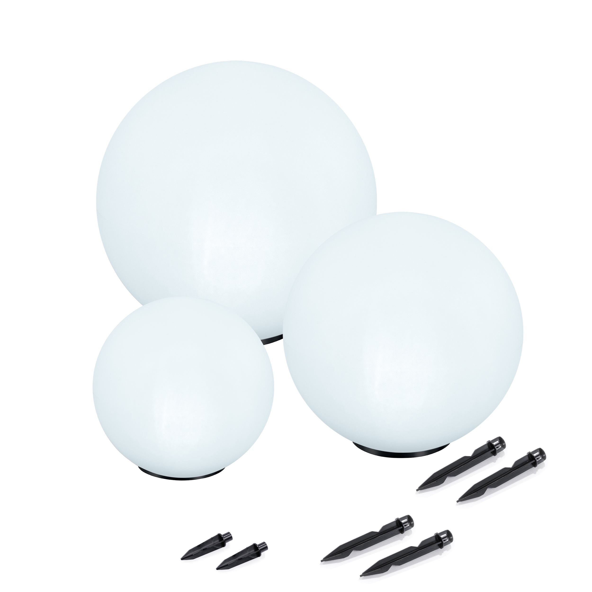 esotec LED Kugelleuchte 3er Set Solarkugeln multicolor D20+30+40cm 7 Farben Farbwechsel 102614, LED fest integriert