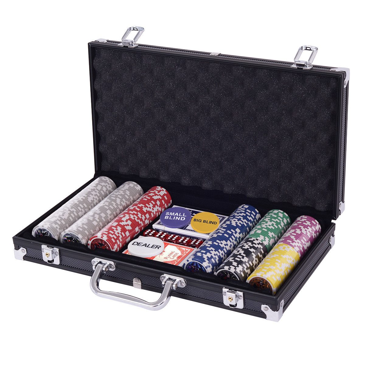 COSTWAY Spiel 300 Chips Pokerkoffer, Pokerset