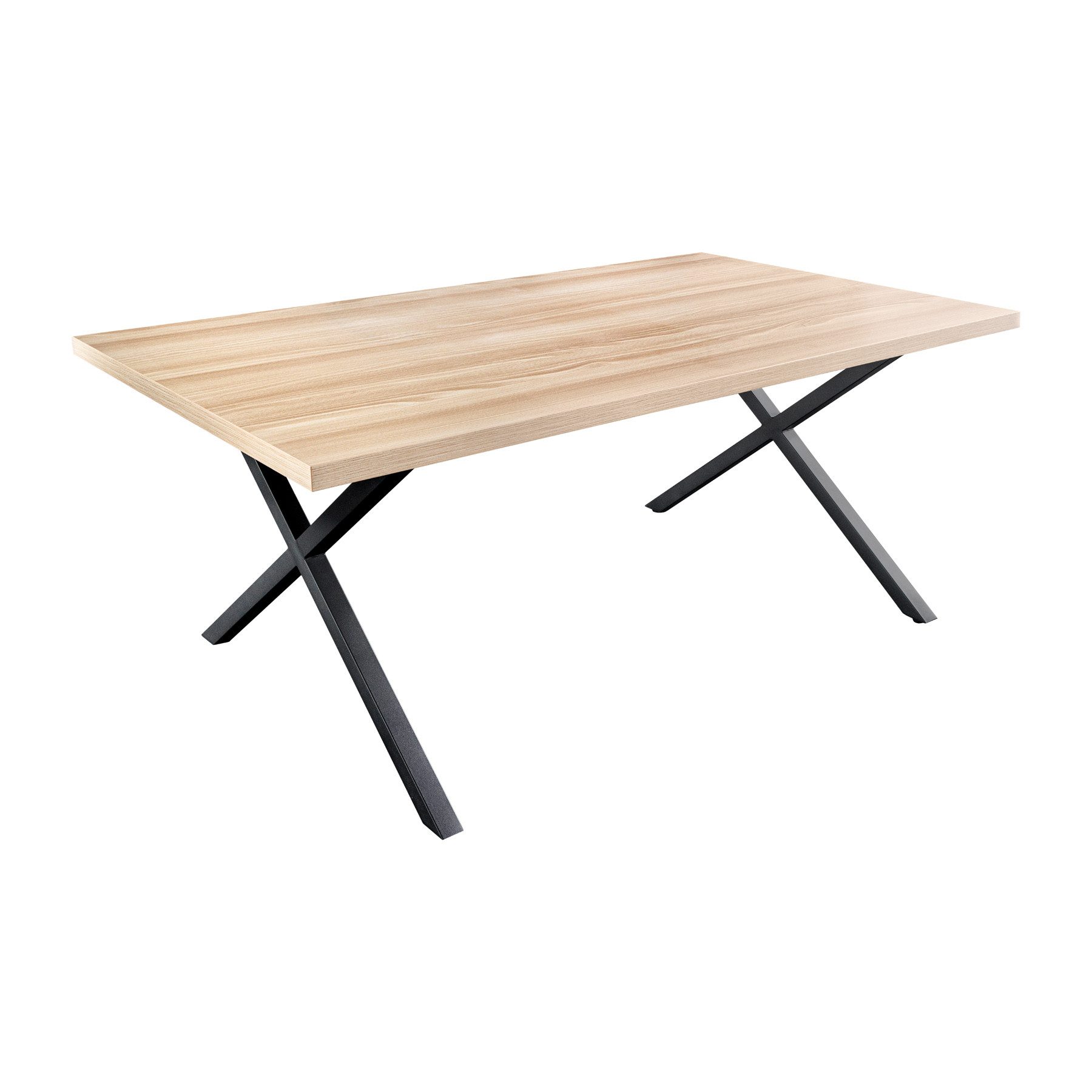 riess-ambiente Esstisch LOFT 160cm natur / schwarz - x-Gestell, Stahl, Holz günstig online kaufen