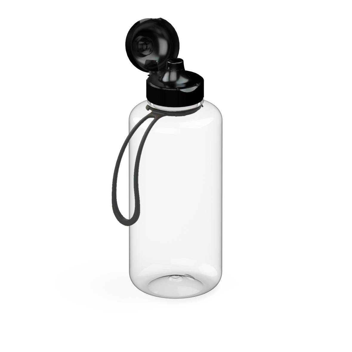elasto Trinkflasche 1 L Wasserflasche "Sports" Tritanflasche mit Trägerband, Made in Germany, BPA-frei, Sportflasche, kohlensäurehaltige Getränke