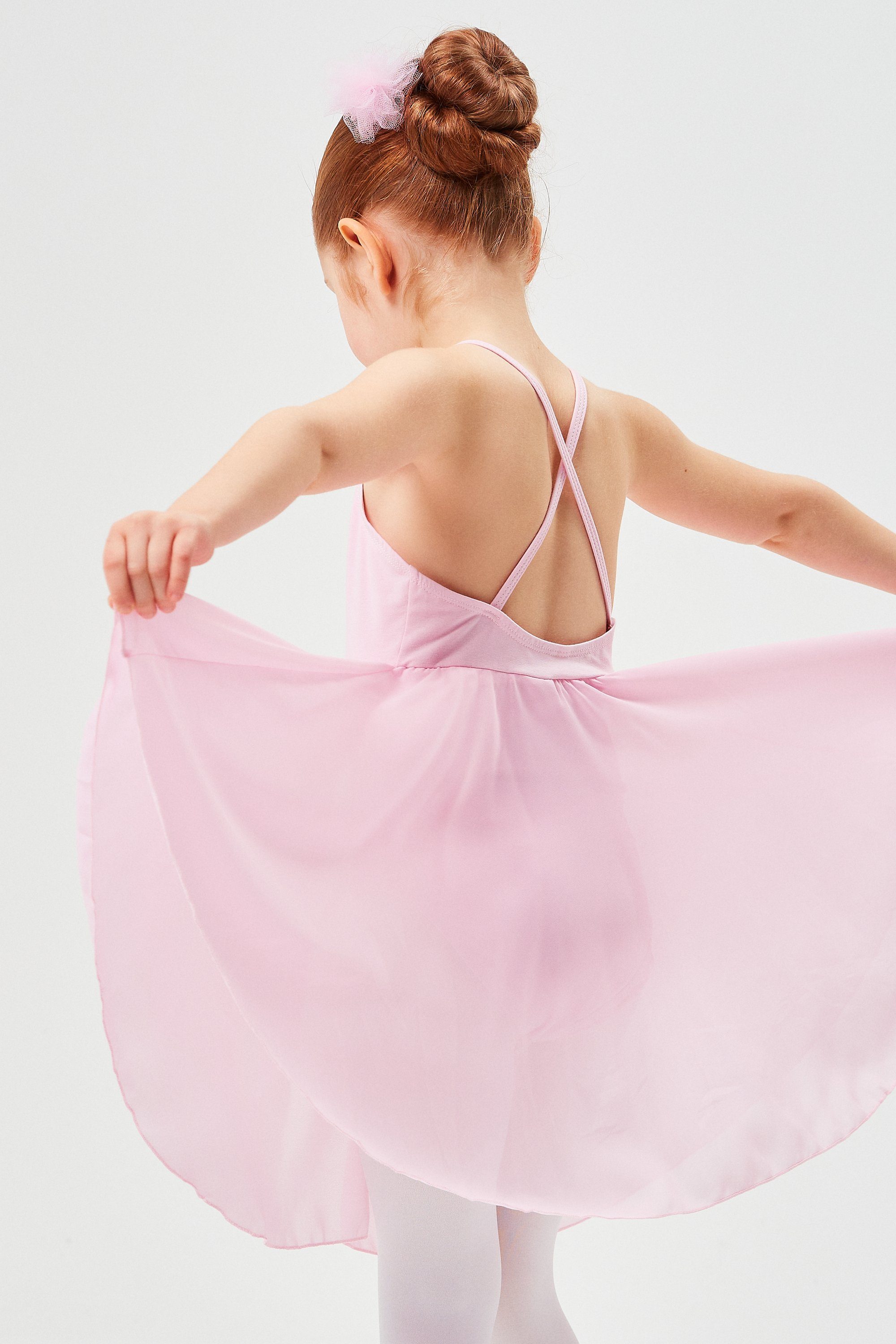 tanzmuster Chiffonkleid Ballettkleid Ballettbody Spaghettiträgern Chiffonrock langem Alma Mädchen mit rosa mit