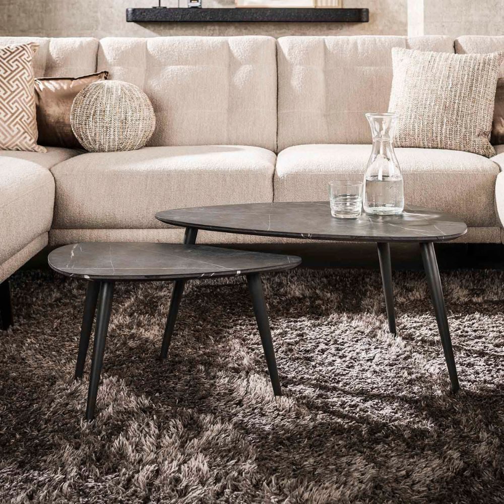 RINGO-Living Couchtisch RINGO-Living Couchtisch 2er Set Joey aus Melamin in Schwarz