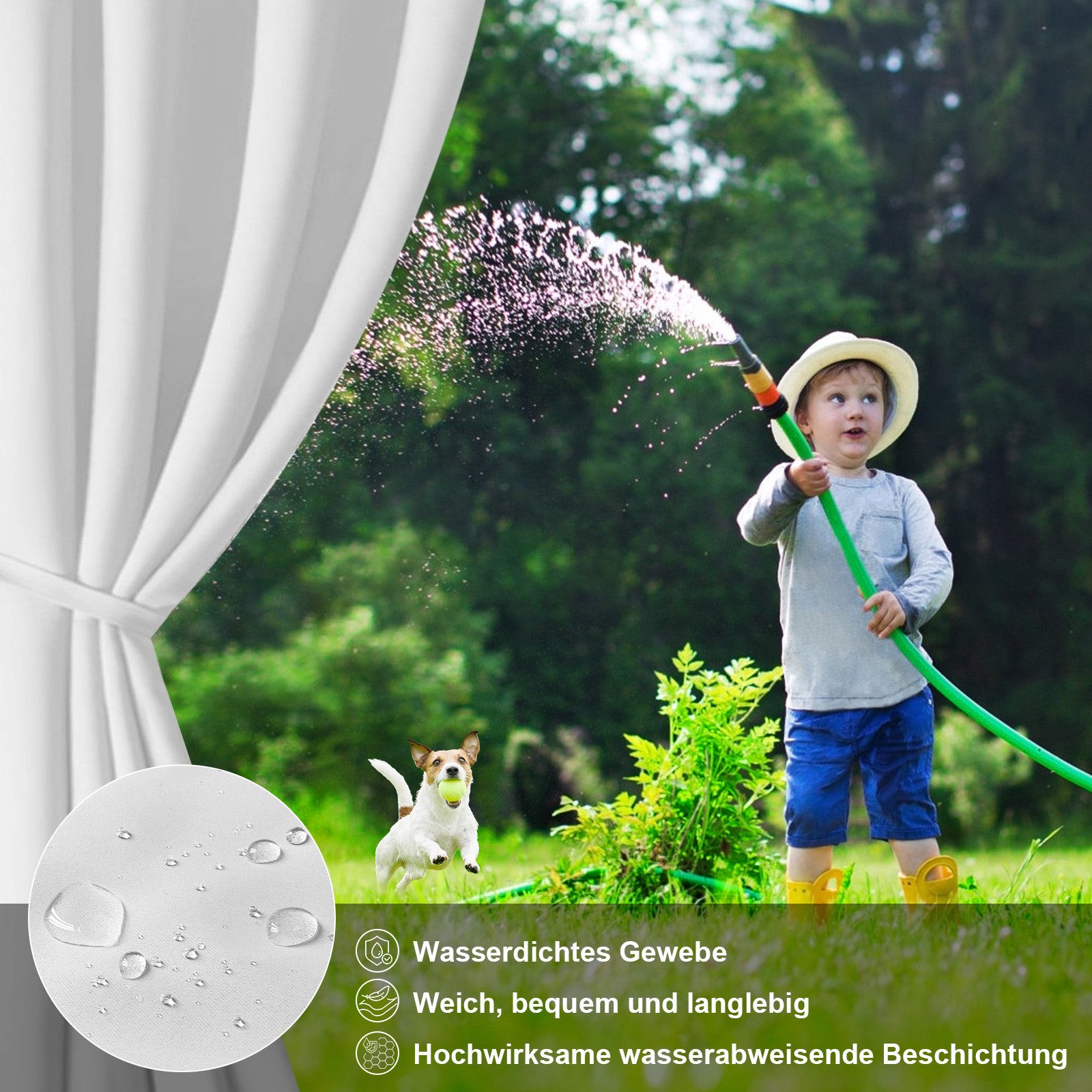 Jibenhome Gardine Vorhang Outdoor Gardinen mit Abnehmbaren Schlaufen (1 St), verdunkelnd, Wasserdicht