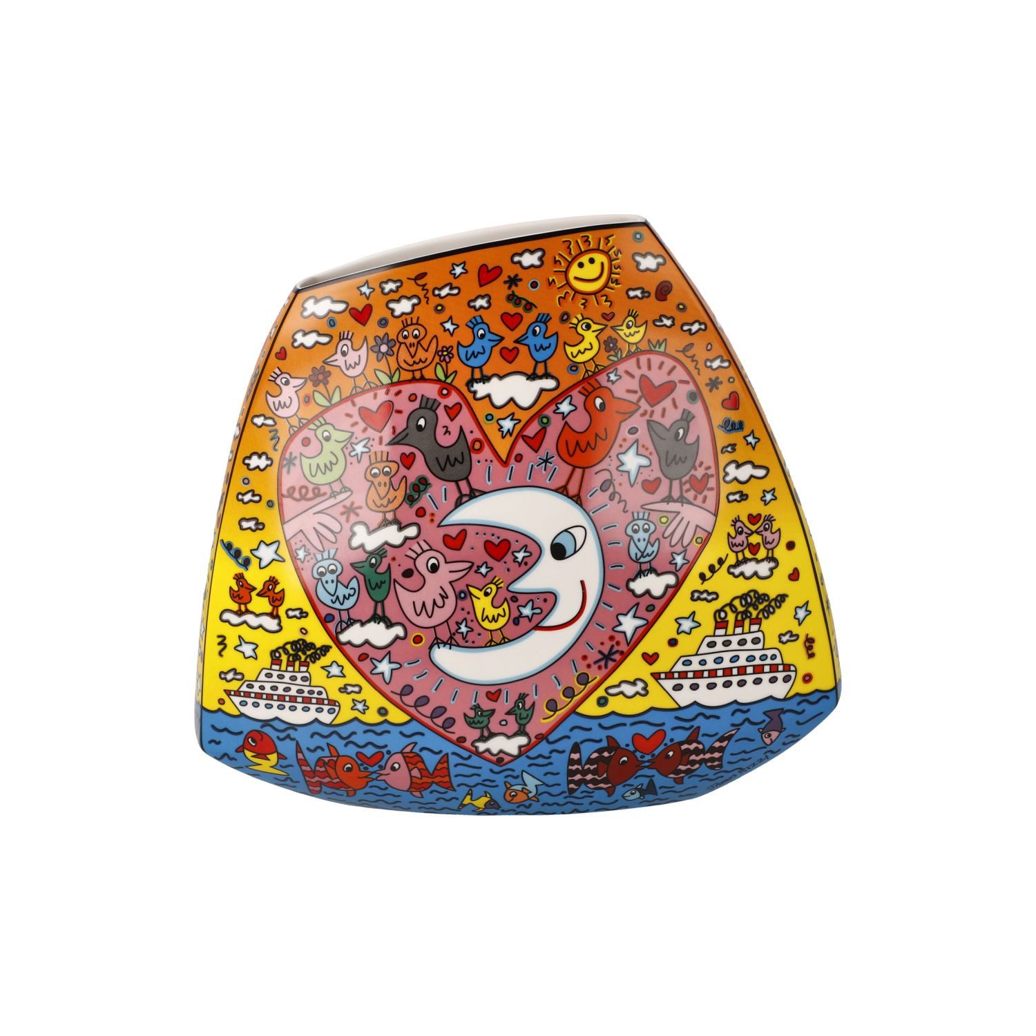 Goebel Dekovase James Rizzi, in Geschenkbox, Bunt, The Romance of the Sea, H: 21cm