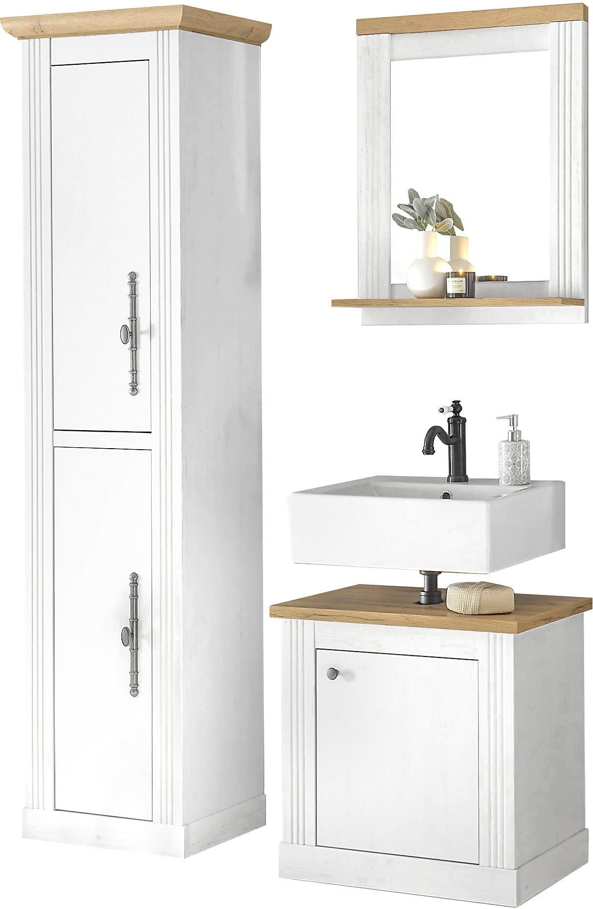 OTTO home Badmöbel-Set WESTMINSTER, Bad im Landhausstil, 3-teiliges Badezimmer, (3-St)