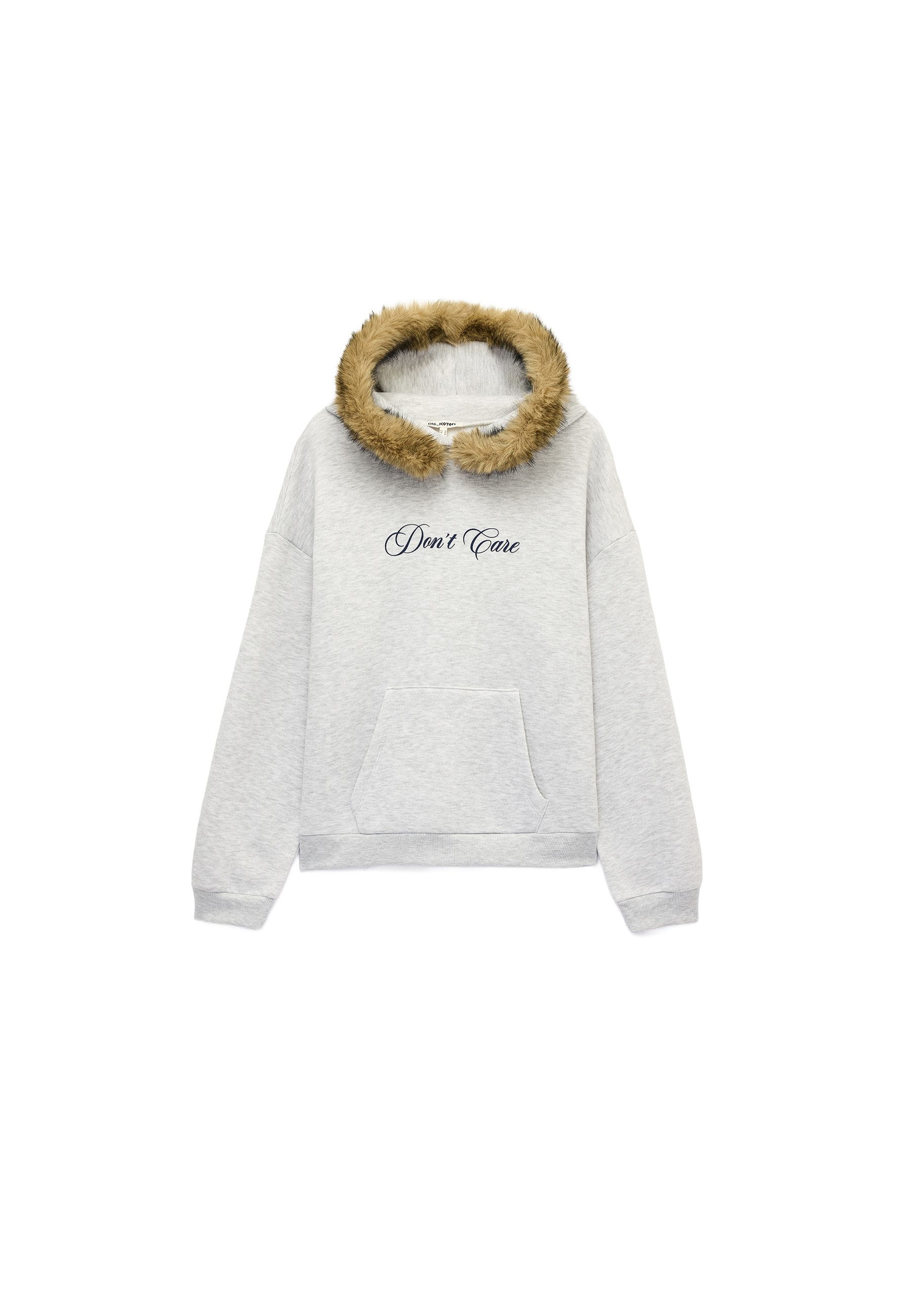 Koton Sweatshirt Koton Bedrucktes Kapuzen-Sweatshirt Mit Kunstpelz