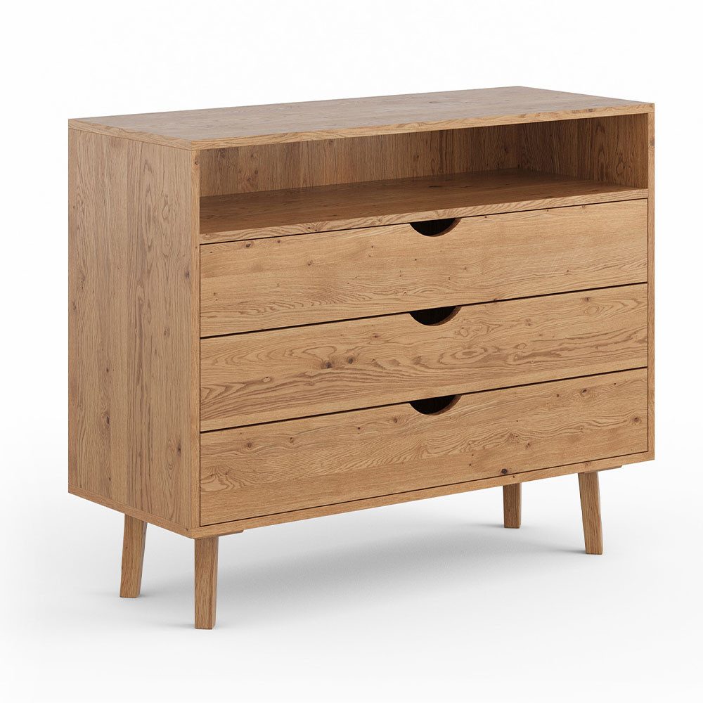 Feldmann-Wohnen Kommode Simona (mit Schubladen, 1 St., Massivholz, geölte Oberfläche), 110x40x90cm Massivholz geölt Eiche Natur