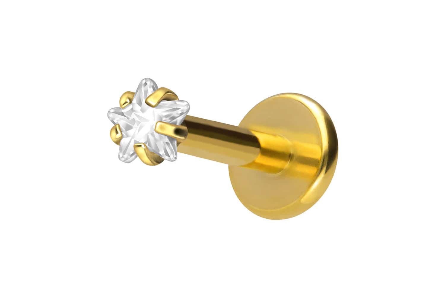 PIERCINGLINE Piercing-Set Titan Labret mit Innengewinde EINGEFASSTER KRISTA günstig online kaufen