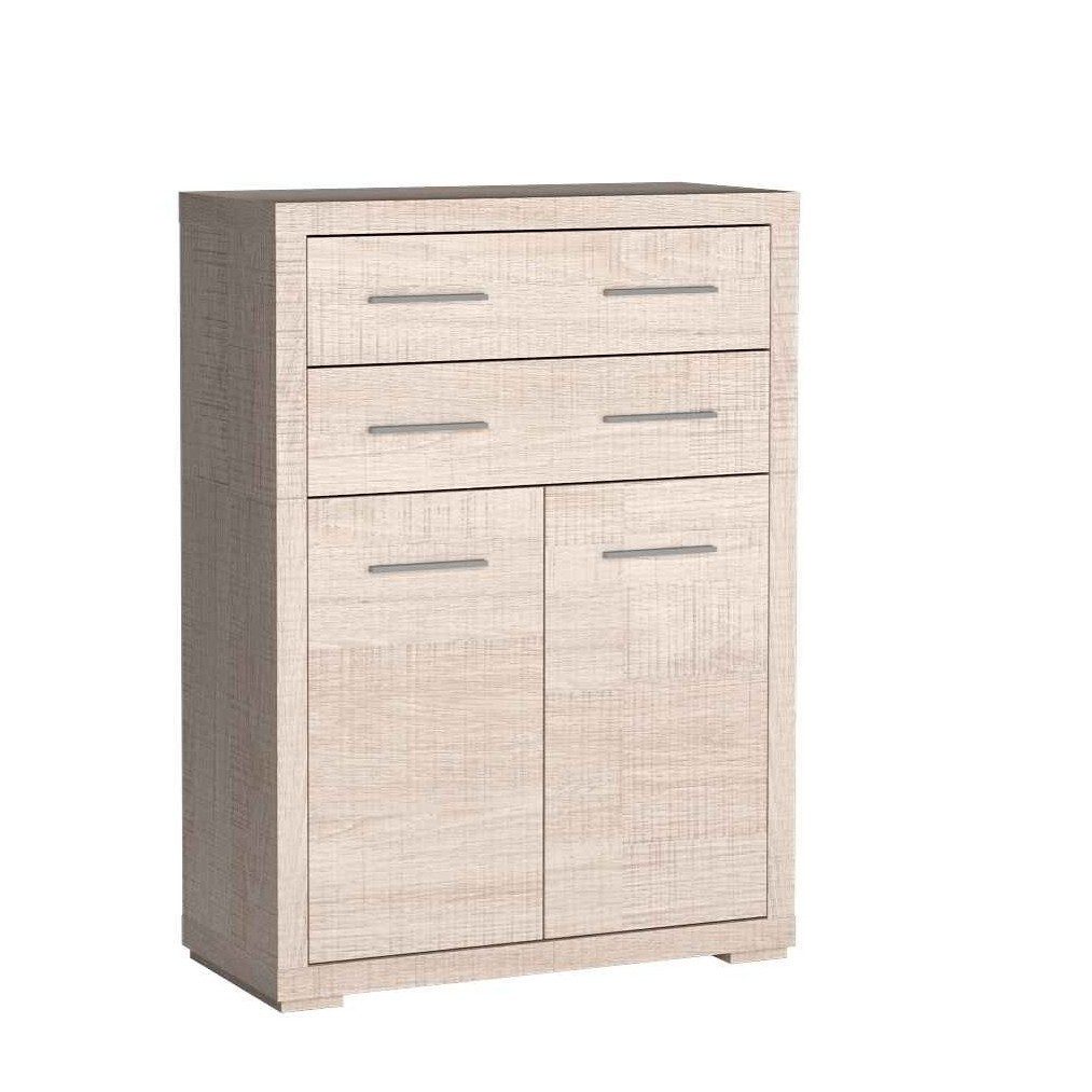 Masseno Kommode SALERNO 88 cm Sideboard mit 2 Schubladen und 2 Türen Eichefarben