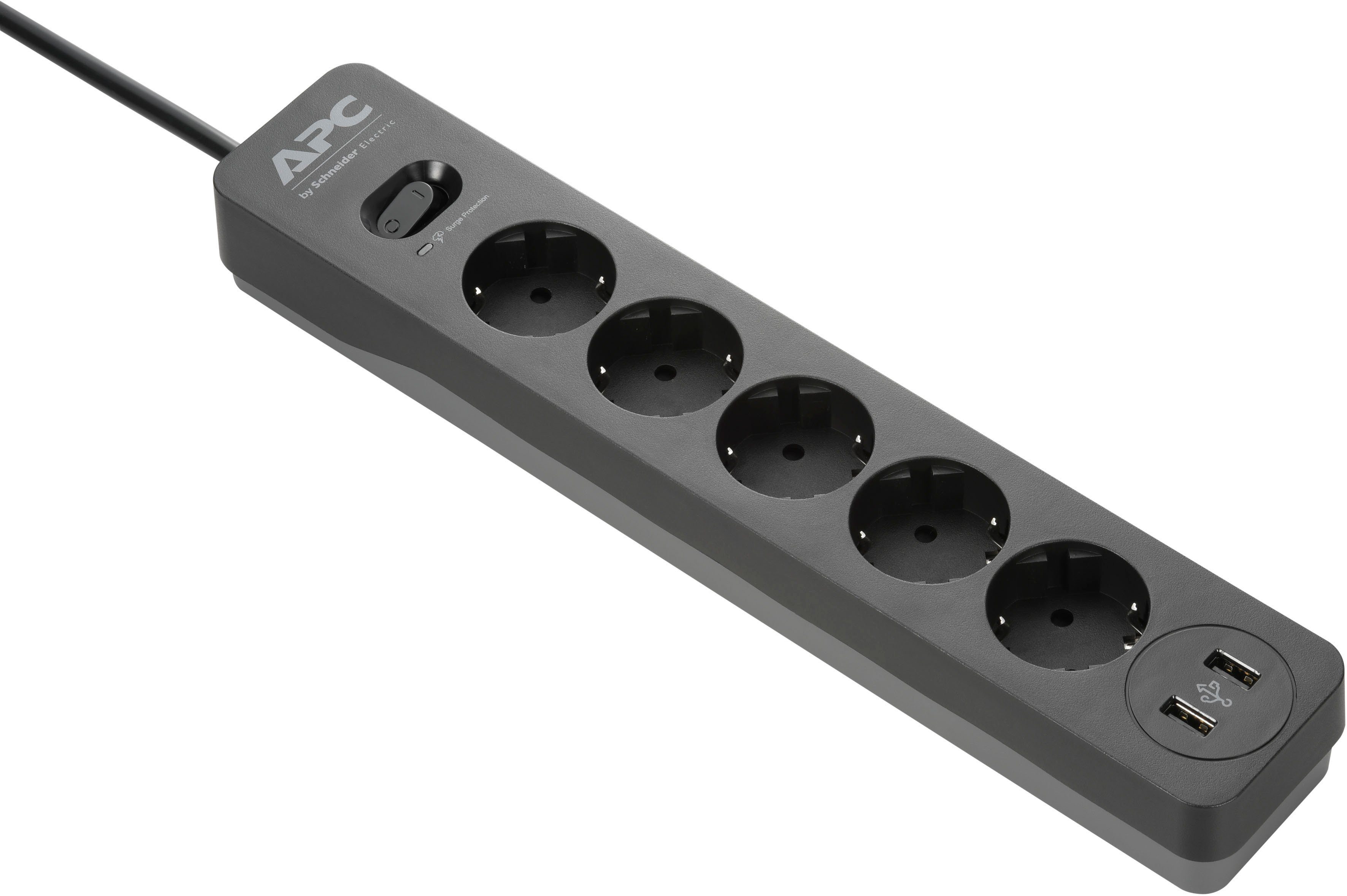 USB-Anschlüsse, Steckdosenleiste 1,52 (Ein- PME5U2B-GR Ausschalter, 5-fach Kabellänge / m) APC