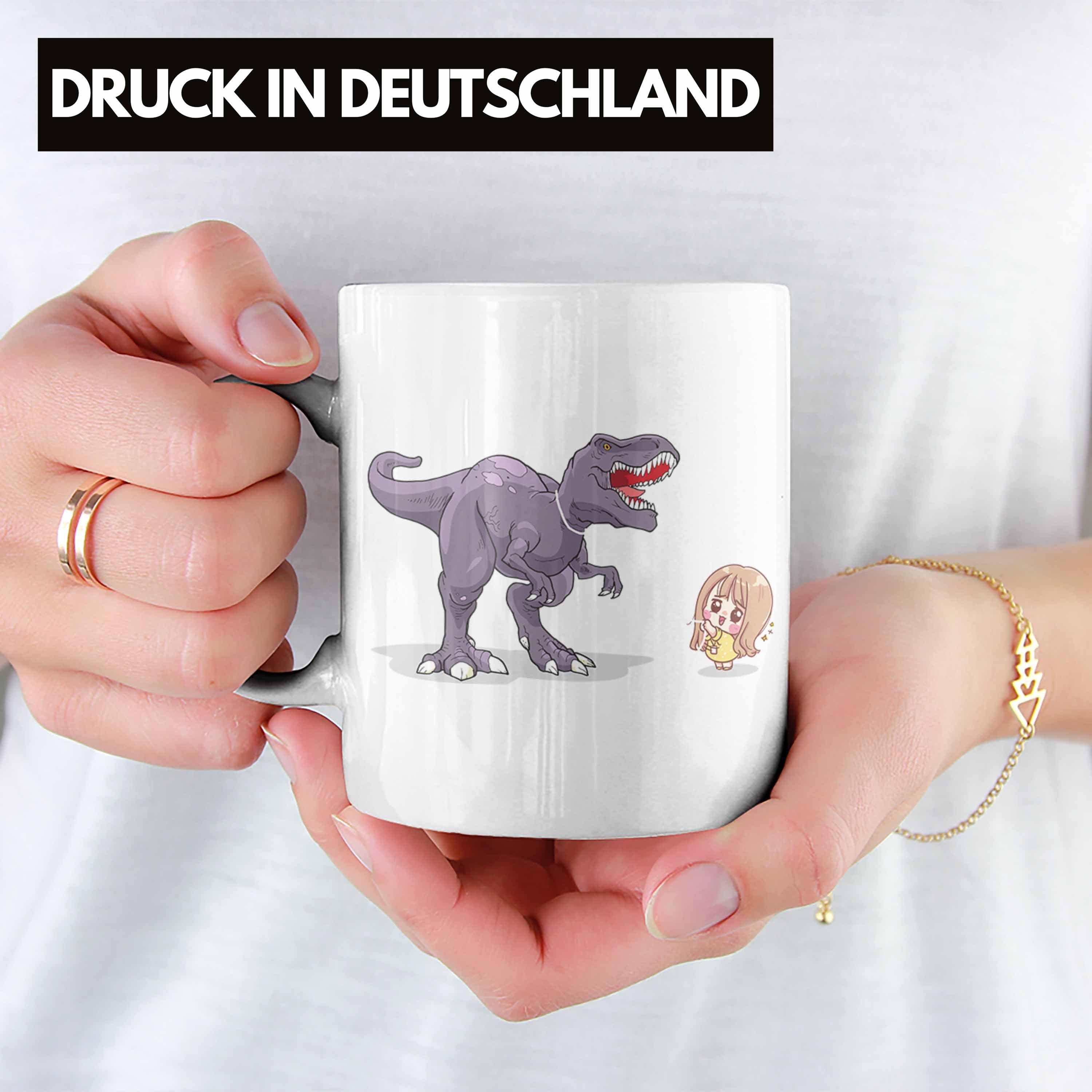 Trendation Tasse Trendation - Coole Geschenkidee Weiss Tasse Dinosaurier für Mädchen Dinofans Lustig Geschenke