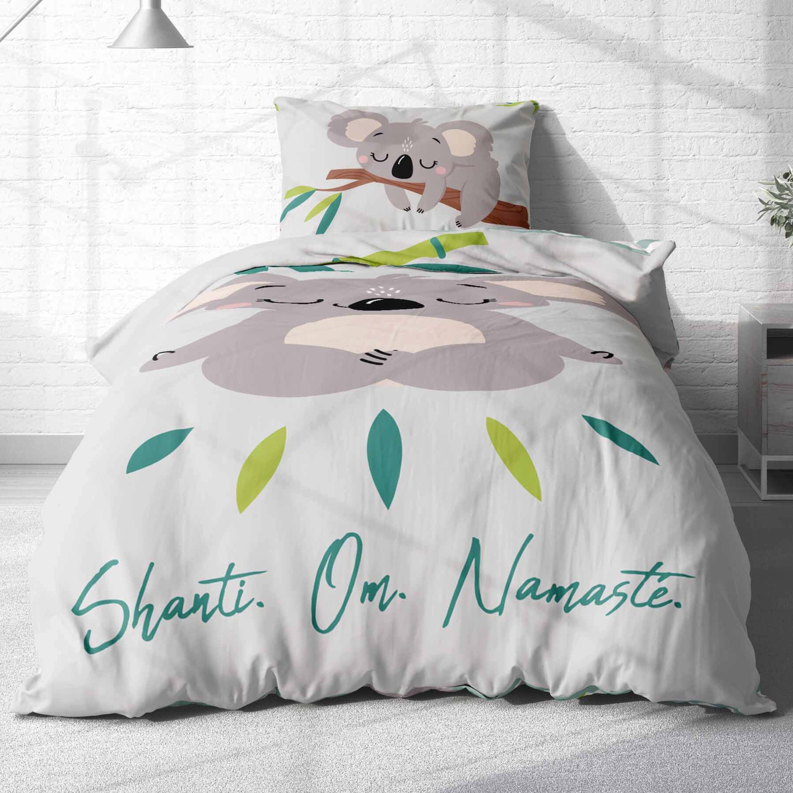 MTOnlinehandel Bettwäsche Koala 135x200 + 80x80 cm, 100 % Baumwolle, Renforcé, 2 teilig, chillige Bettwäsche für Kinder, Jugend & Erwachsene – Bild 5 von 5