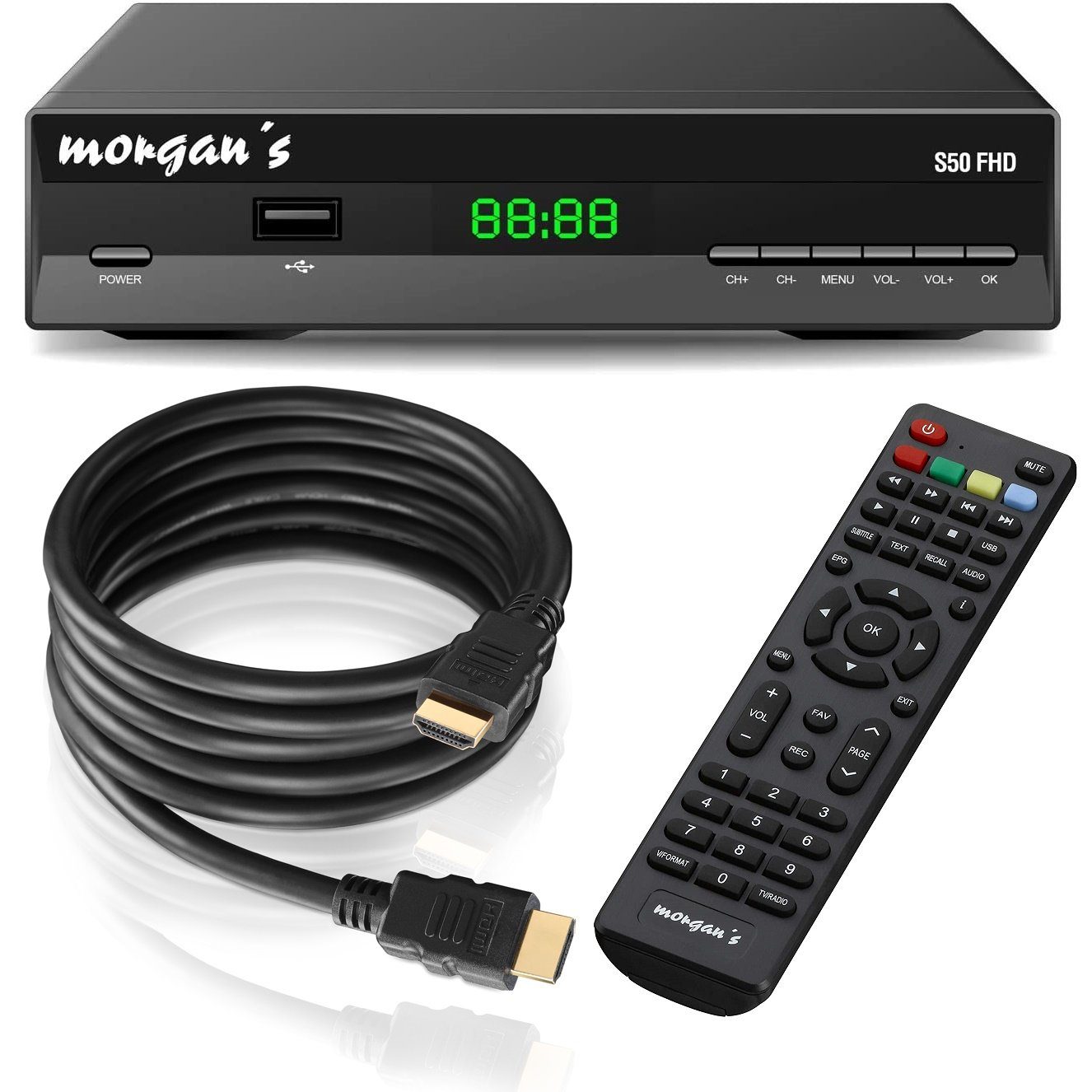 MORGAN morgan's S50 Sat Receiver HDTV USB PVR Ready inkl. gratis Qualitäts-HD Satellitenreceiver