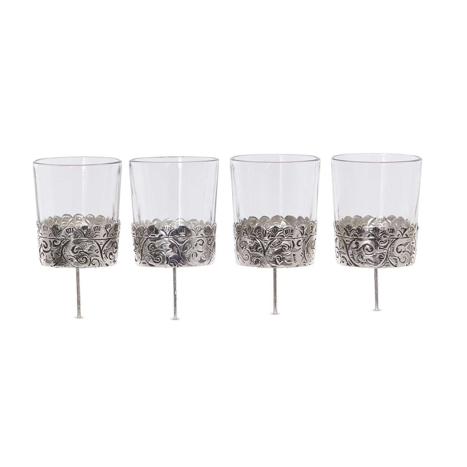 Mirabeau Adventskranz Windlicht 4er Set Pinelle klar/silber