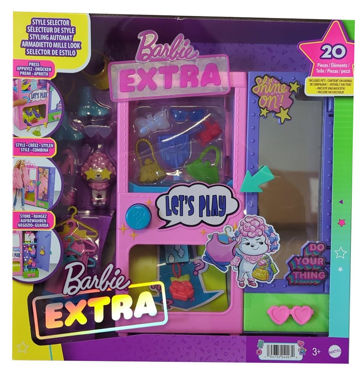 Mattel® Puppenkleiderschrank Mattel HFG75 Barbie Extra Kleiderschrank, Styling Automat zum stylen u