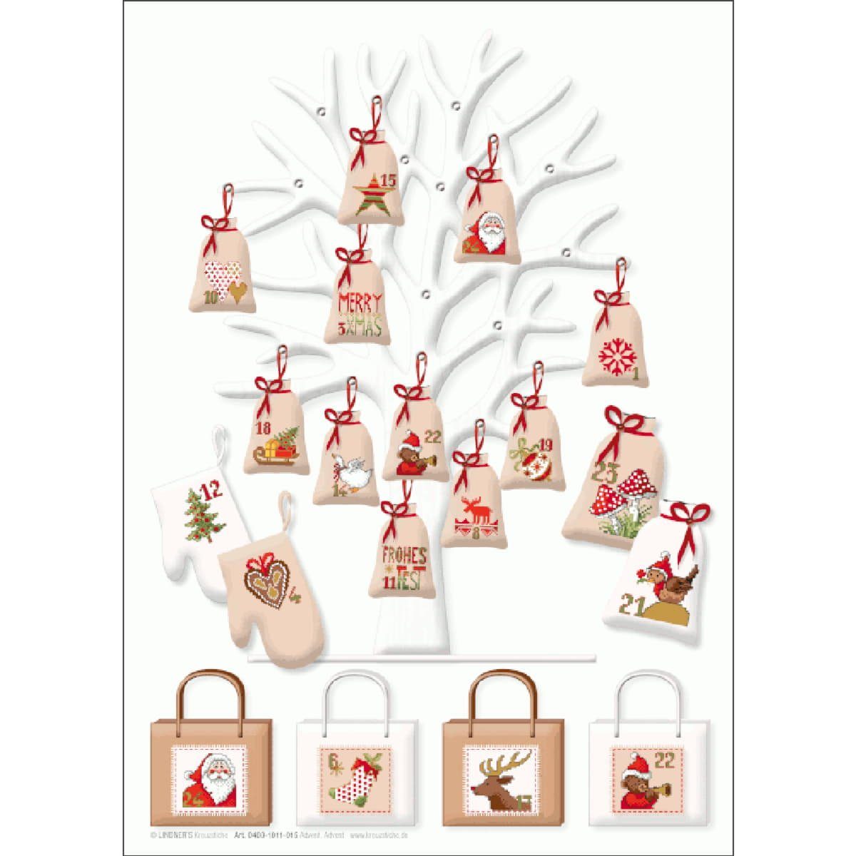 Lindner´s Kreuzstiche Kreativset Lindner´s Kreuzstiche Zählmuster Vorlage "Advent, Advent", 015, (embroidery kit by Marussia)