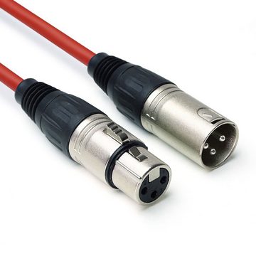 keepdrum DMX-Kabel Lichtkabel Set Elektro-Kabel, 3-pol XLR Stecker, zu XLR-Buchse, je 2x 3m 10m 15m Rot