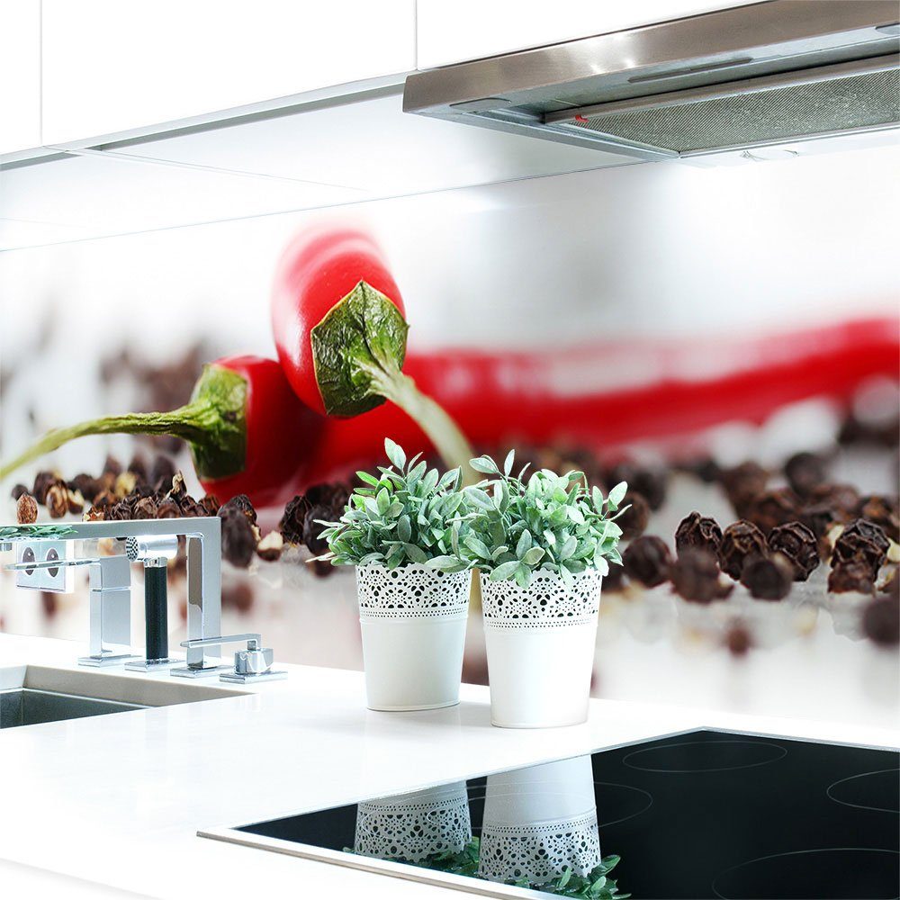 DRUCK-EXPERT Küchenrückwand Küchenrückwand Chilli Pfeffer Premium Hart-PVC 0,4 mm selbstklebend