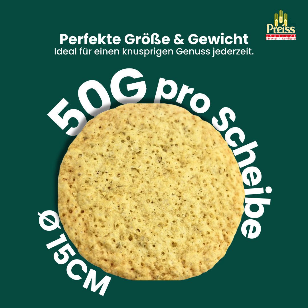 Preiss & Callovini GmbH Knabberei Preiss Südtiroler Schüttelbrot 14x200G, (Sehr knusprig, nach traditionellem Rezept, Roggenbrot, 80% Roggenanteil, Traditionell – Bild 4 von 5
