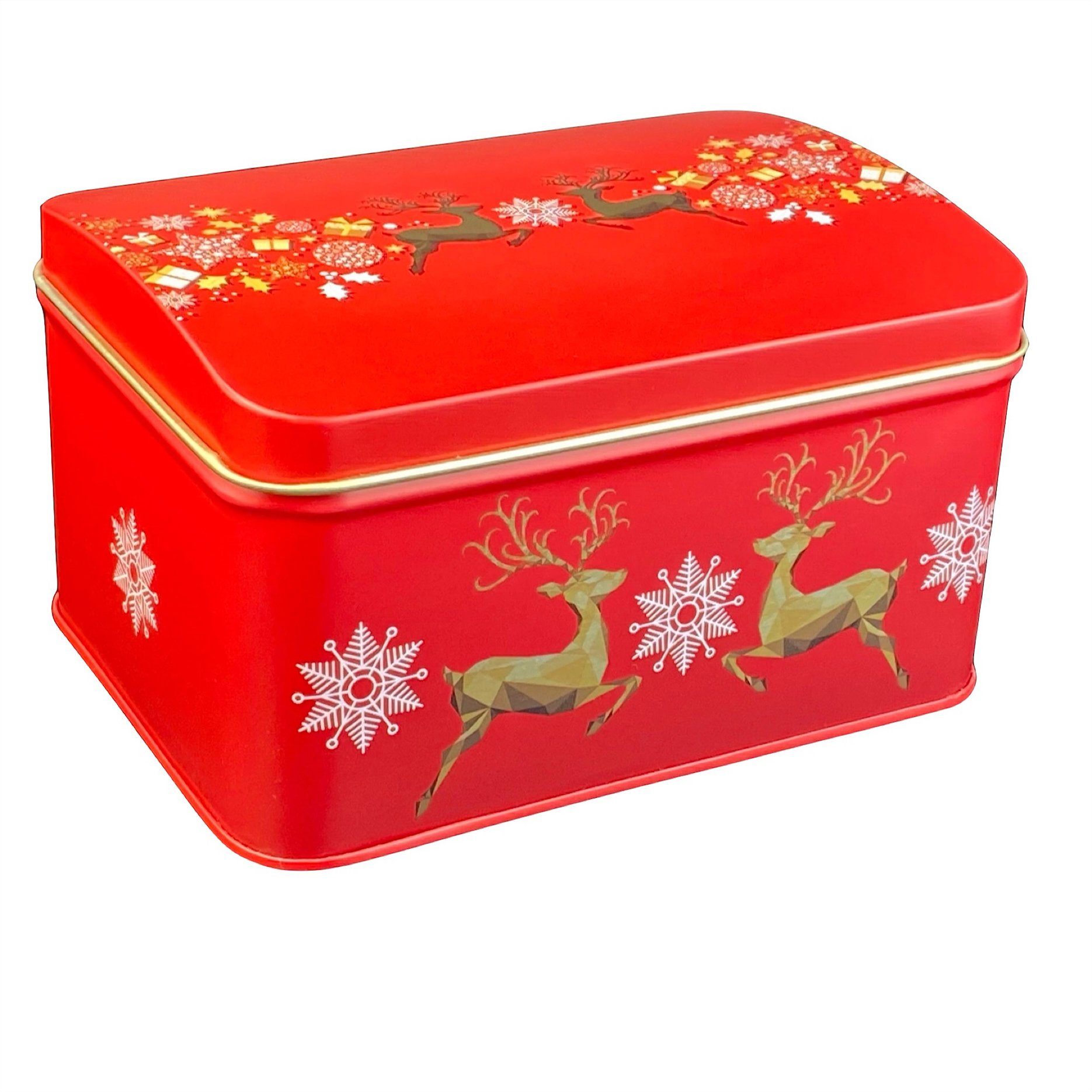 MediMuc Keksdose Kleine Weihnachtstruhe, springende Hirsche