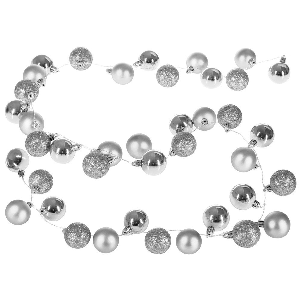 Casaria Lichterkette, LED Lichterkette 40 Weihnachtskugeln 2 m Innen Außen Batterie 8