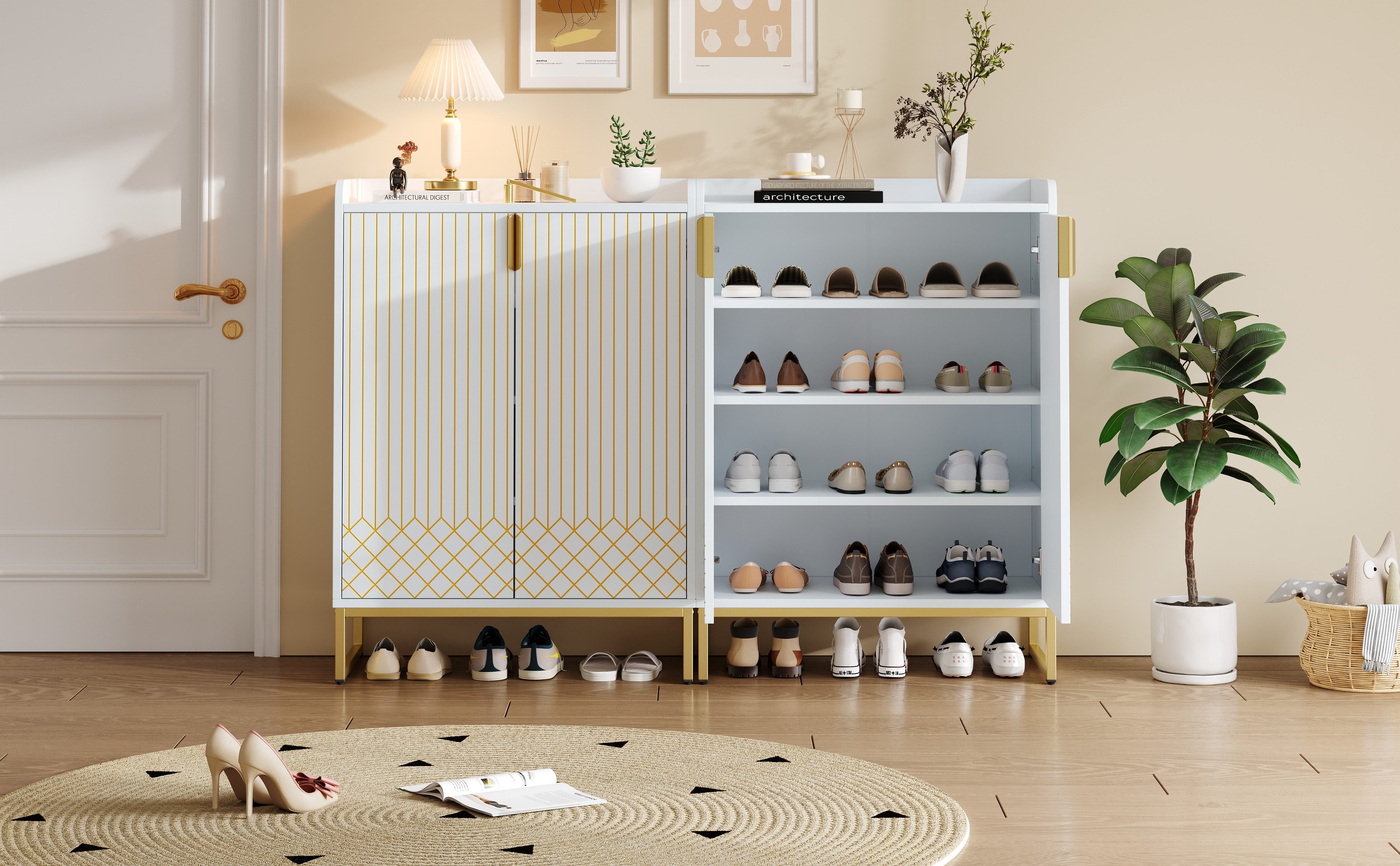 STILVORA Schuhschrank Schuhregal 3-stufig,Flurschuhschrank Schuhkipper mit günstig online kaufen