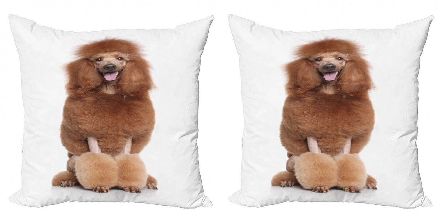 Lustiger Modern Accent sitzen Abakuhaus Zunge Doppelseitiger Pudel (2 Hund Stück), Kissenbezüge Digitaldruck,