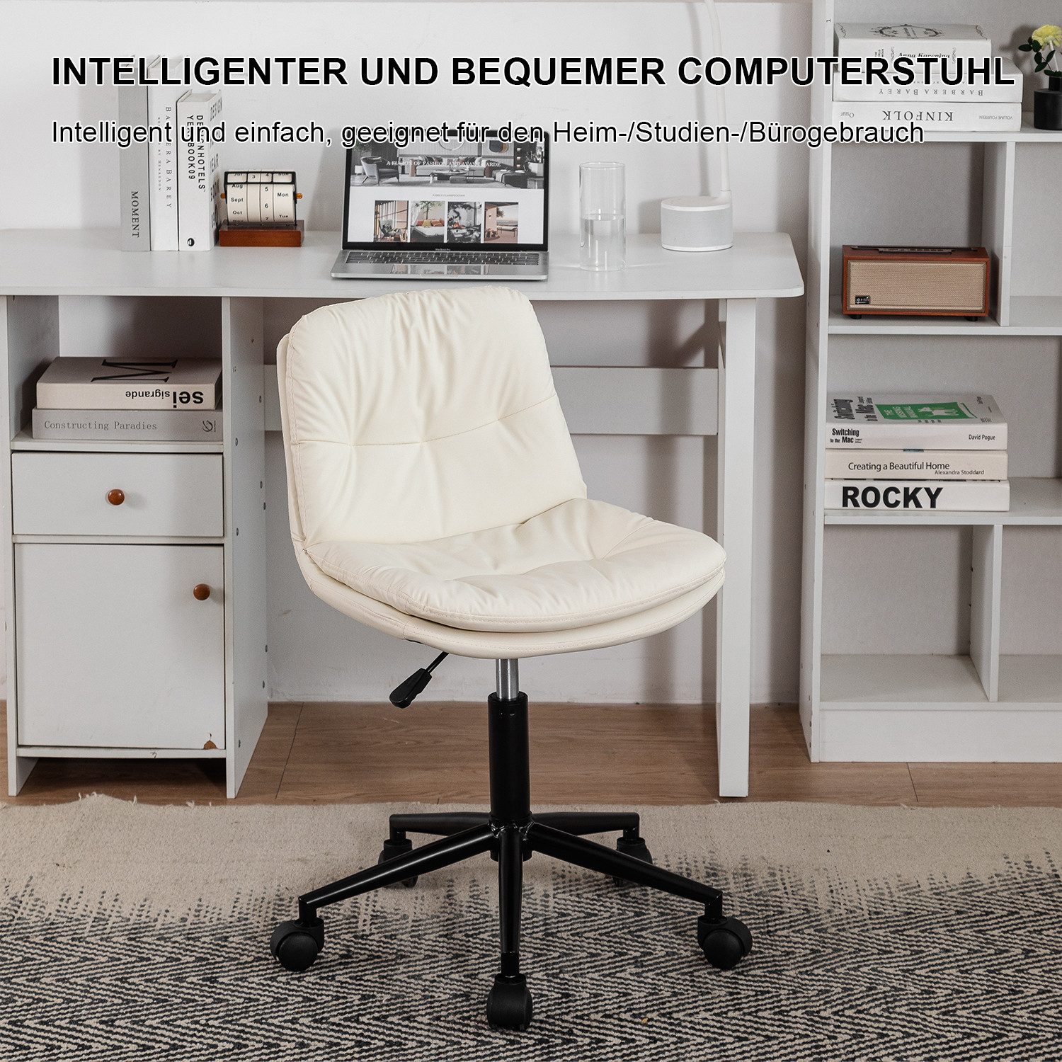 FOXSPORT Drehstuhl mit Rollen - ohne Armlehnen - Bürostuhl höhenverstellbar, belastbar bis 115kg, 360° drehbar, Ergonomische Unterstützung