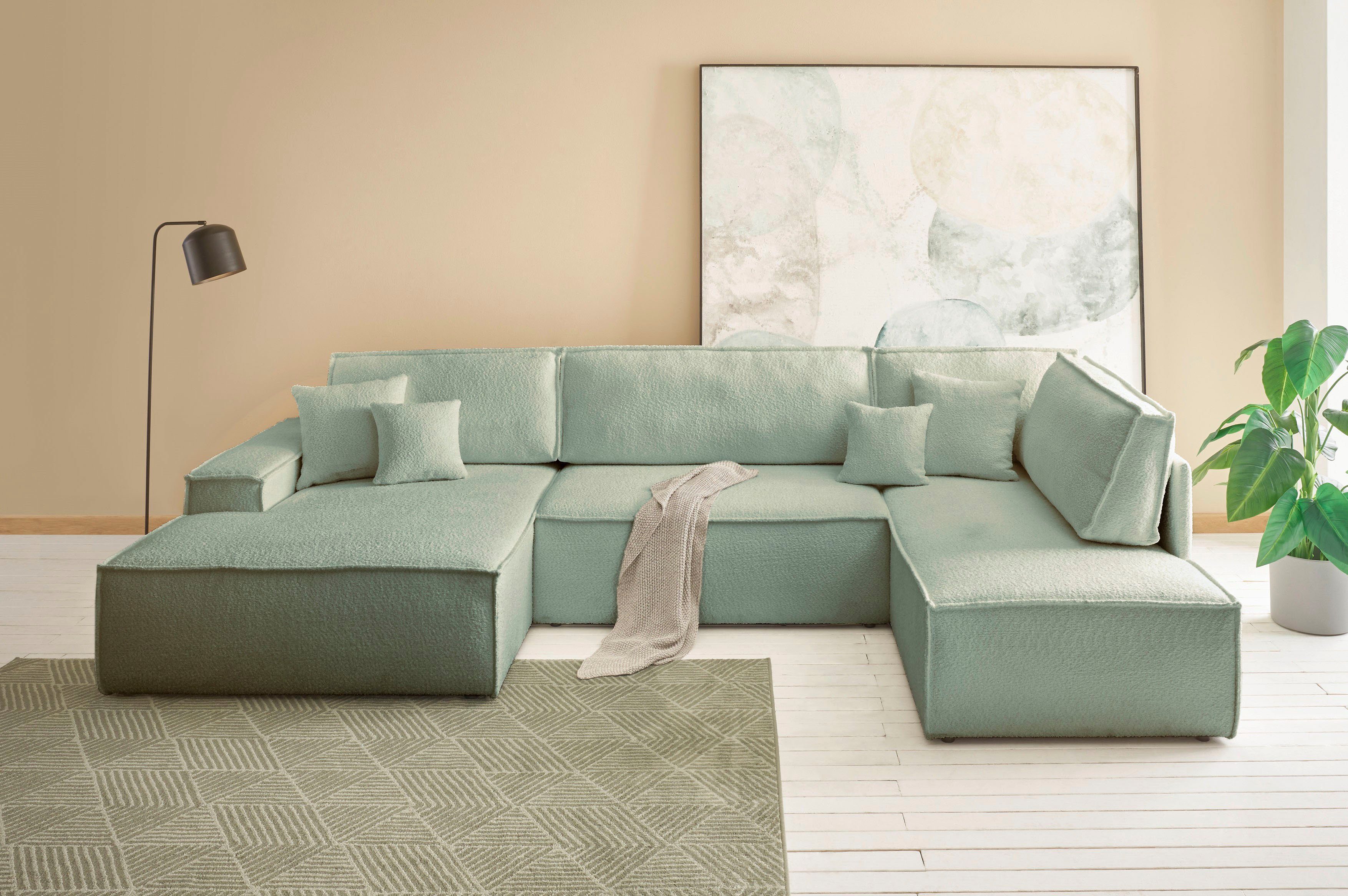 Home aus Wohnlandschaft XXL freundin Collection 329 FINNLEY 194/139 cm, Bettkasten, / Liegefläche der U-Form cm, andas Schlafsofa