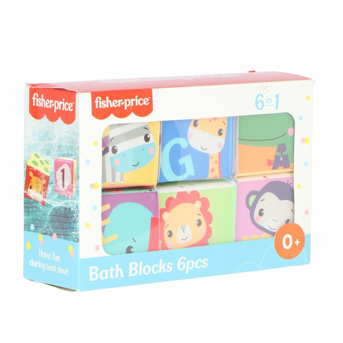 Fisher-Price® Badespielzeug Bunte Badewürfel für Babys – 6 Stück mit niedlichen Motiven (6-tlg)