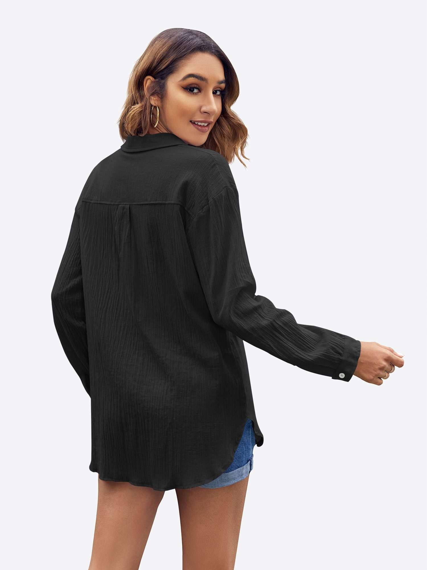 Imily Bela Blusenshirt Damen Baumwollgaze Oberteile (Packung, 1-tlg., 1per-Pack) aus Baumwolle