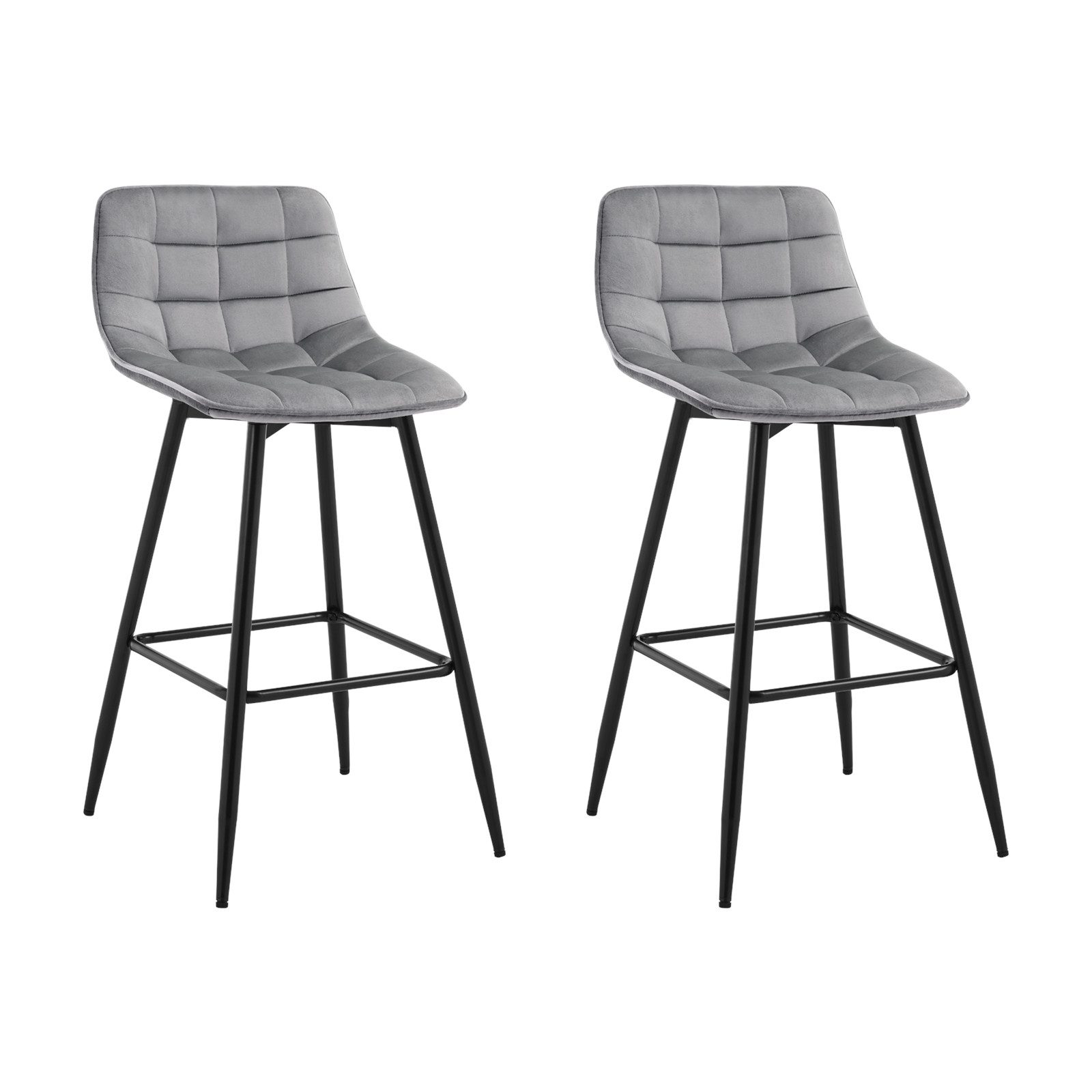 Woltu Barhocker (2 St), Barstuhl mit Rückenlehne und Fußstütze Samt Metall günstig online kaufen