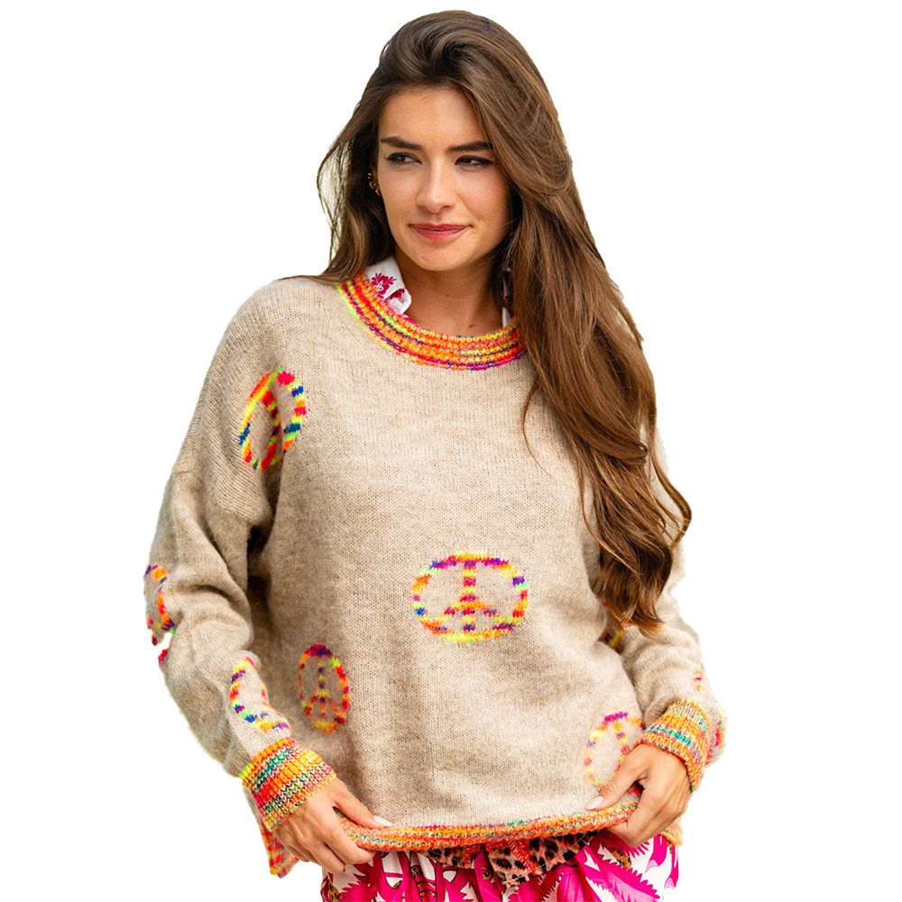 Rundhalspullover Miss Goodlife Pullover MG11439,sand Peace