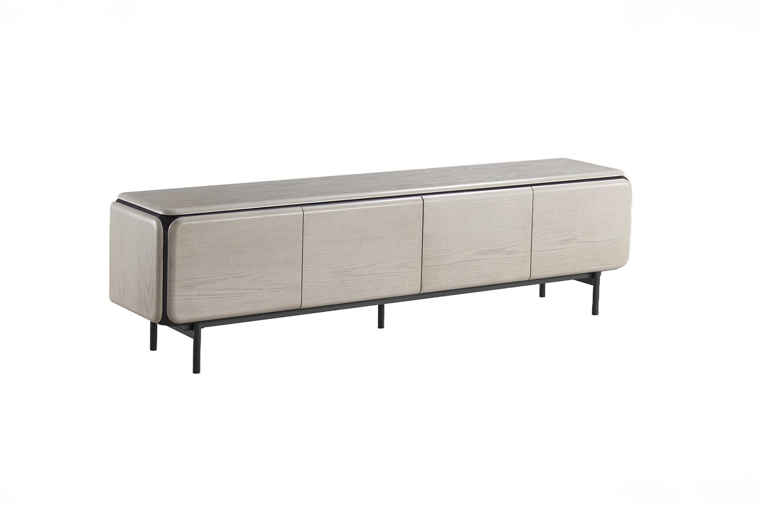 KAWOLA Lowboard AVRIL modernes TV-Board, viel Stauraum, 4 Türen Eiche grau, TV-Kommode stehend