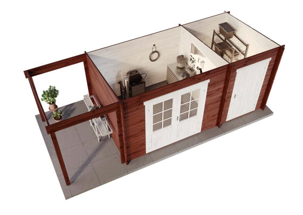 Thumbnail - Alpholz Gartenhaus Maria mit Anbau & Schleppdach, BxT: 600x279 cm